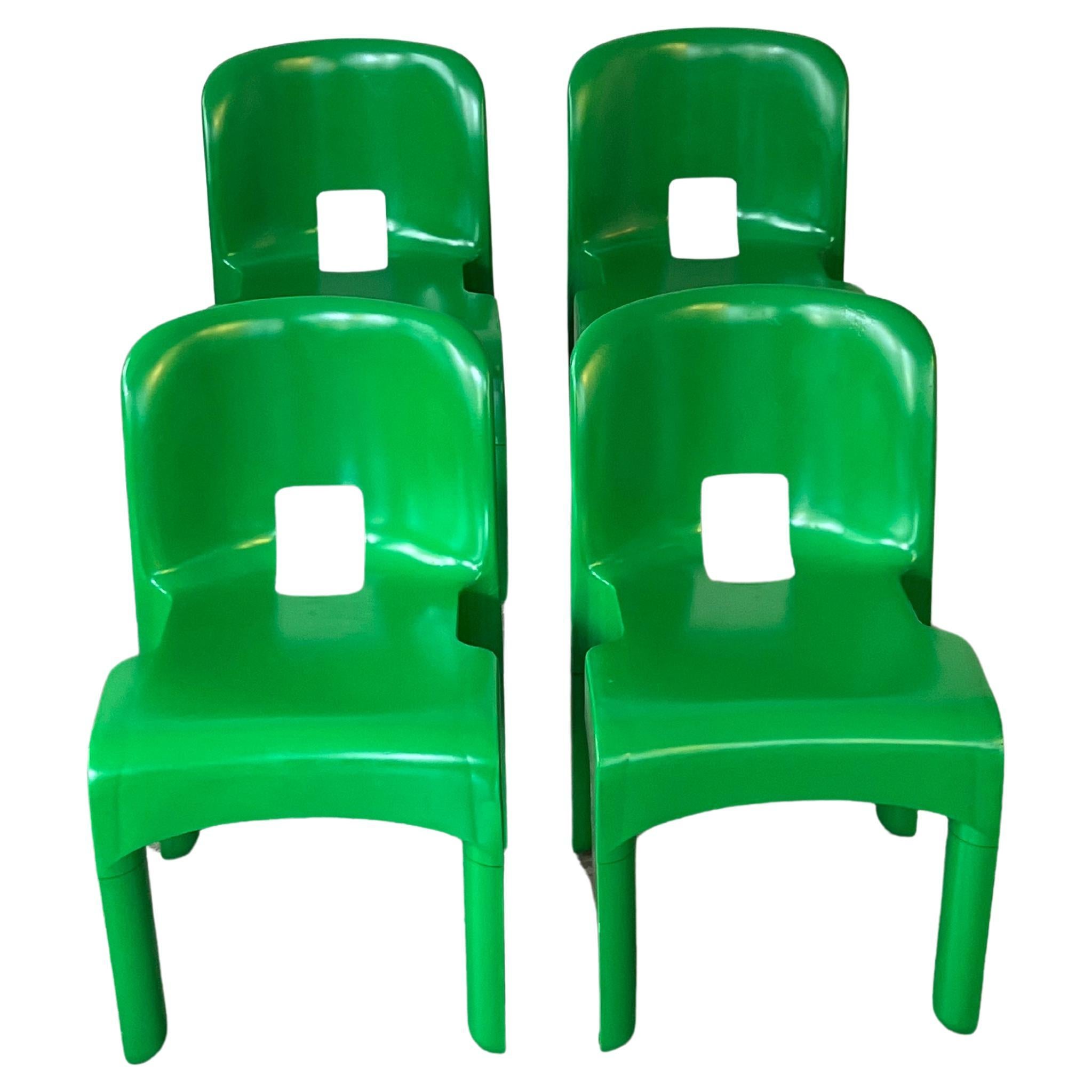 Set of 4 Universale chairs by Joe Colombo for Kartell Italy 70s