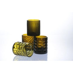 Set of 4 Upcycled Tumblers in Cross Cut