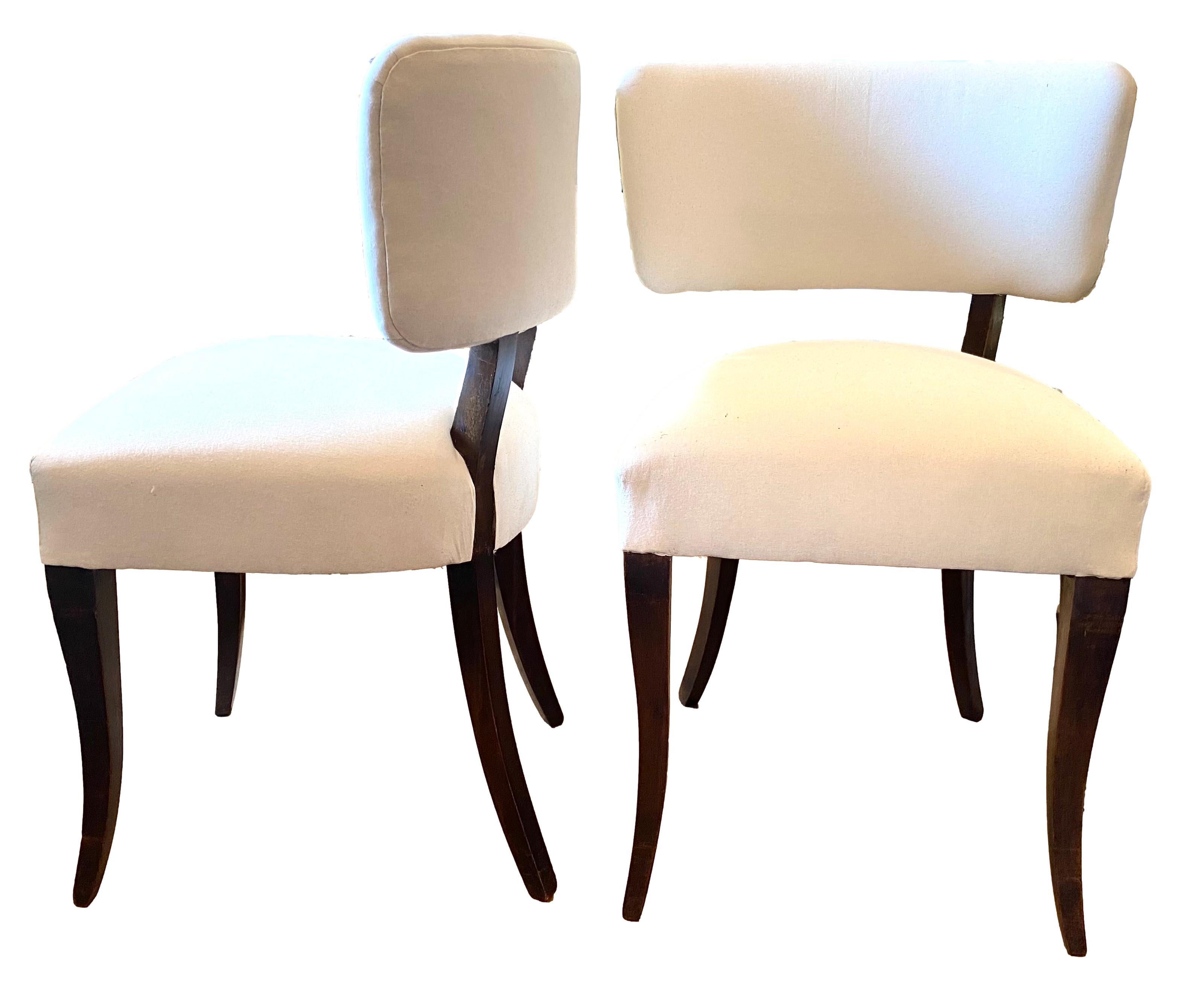 Set of 4 Upholstered Klismos Style Chairs In Good Condition In East Hampton, NY