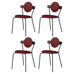 Set of 4 Upholstered "Planet" Chair, Jean-Baptiste Souletie