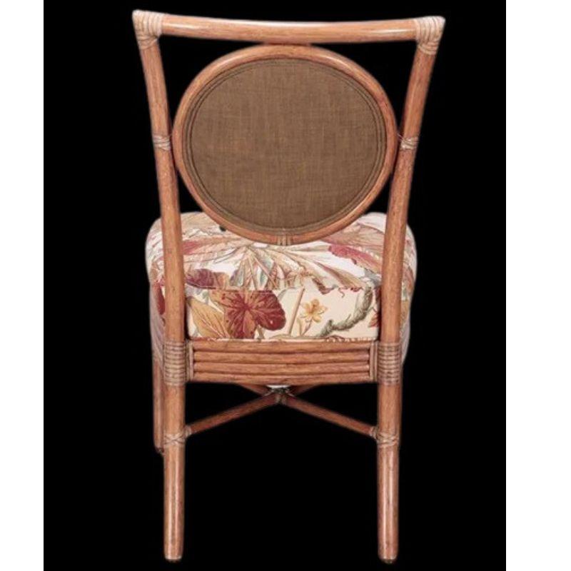 20th Century Set of 4 Upholstered Rattan Side Chairs For Sale