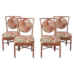 Set of 4 Upholstered Rattan Side Chairs