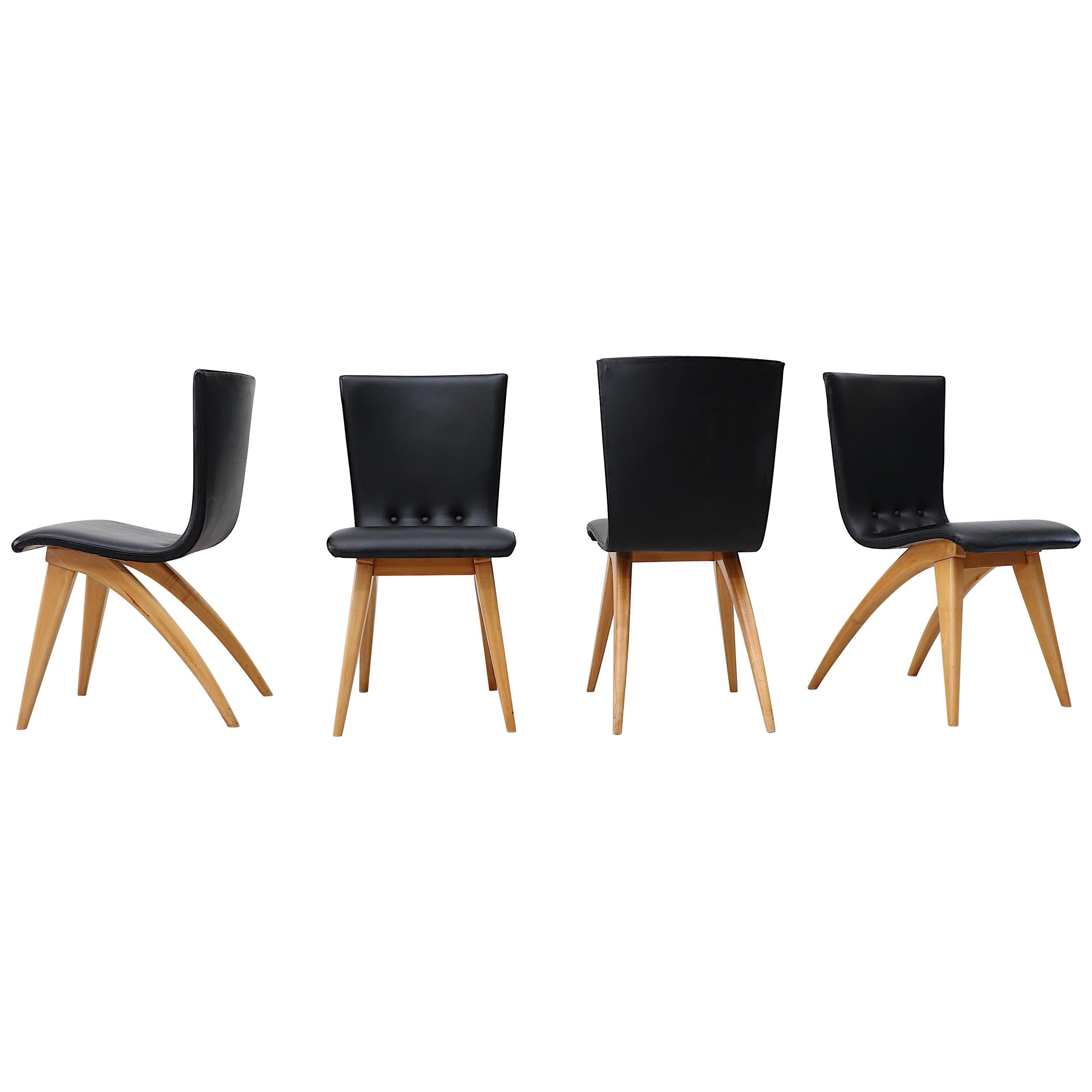 Set of 4 Van Os Black Dining Chairs