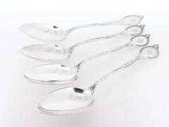 Set of 4 Vanderslice San Francisco, CA Coin Silver Comstock 8 in. Place Spoons