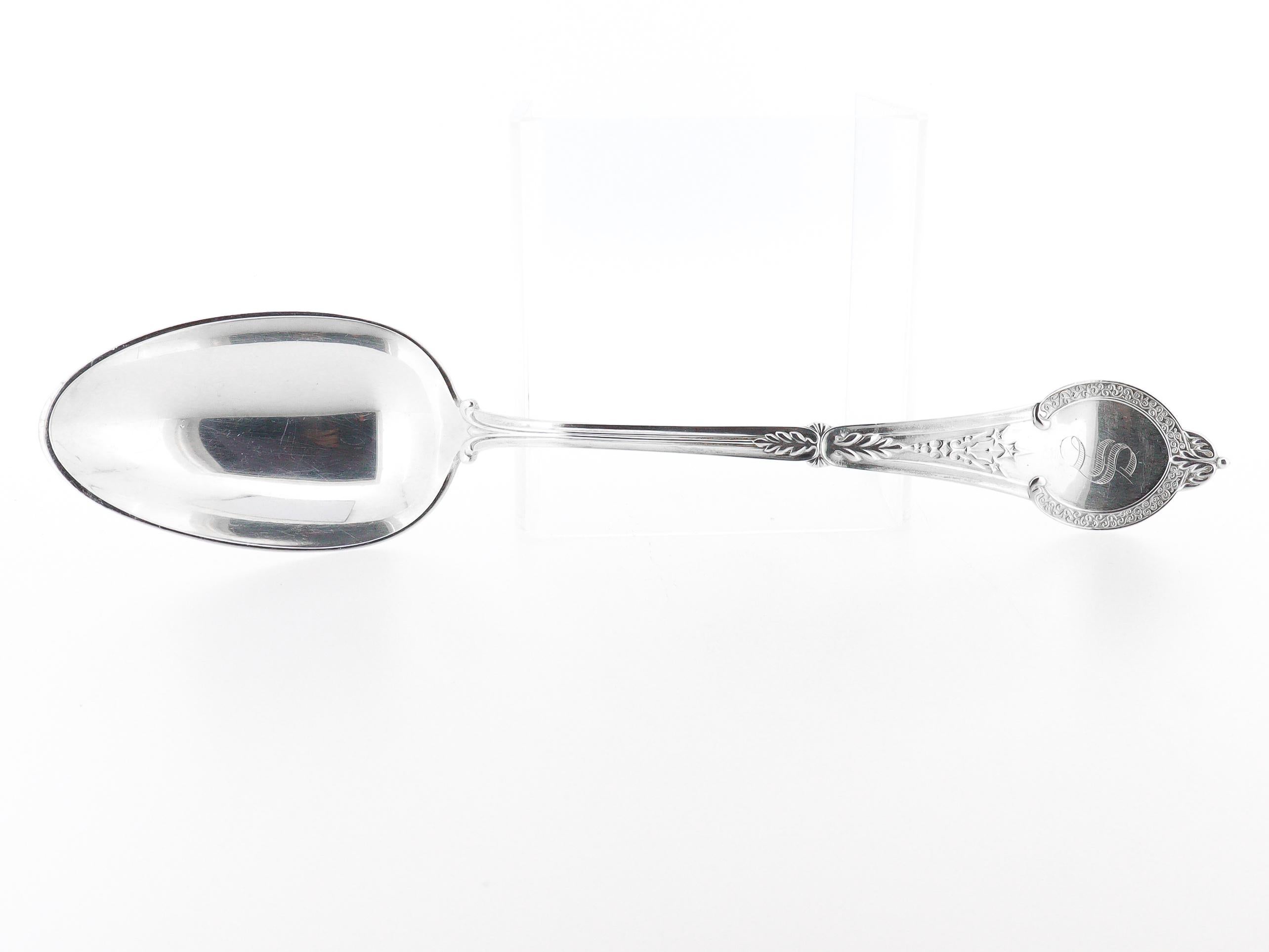 19th Century Set of 4 Vanderslice San Francisco, CA Coin Silver Comstock 8 in. Place Spoons For Sale