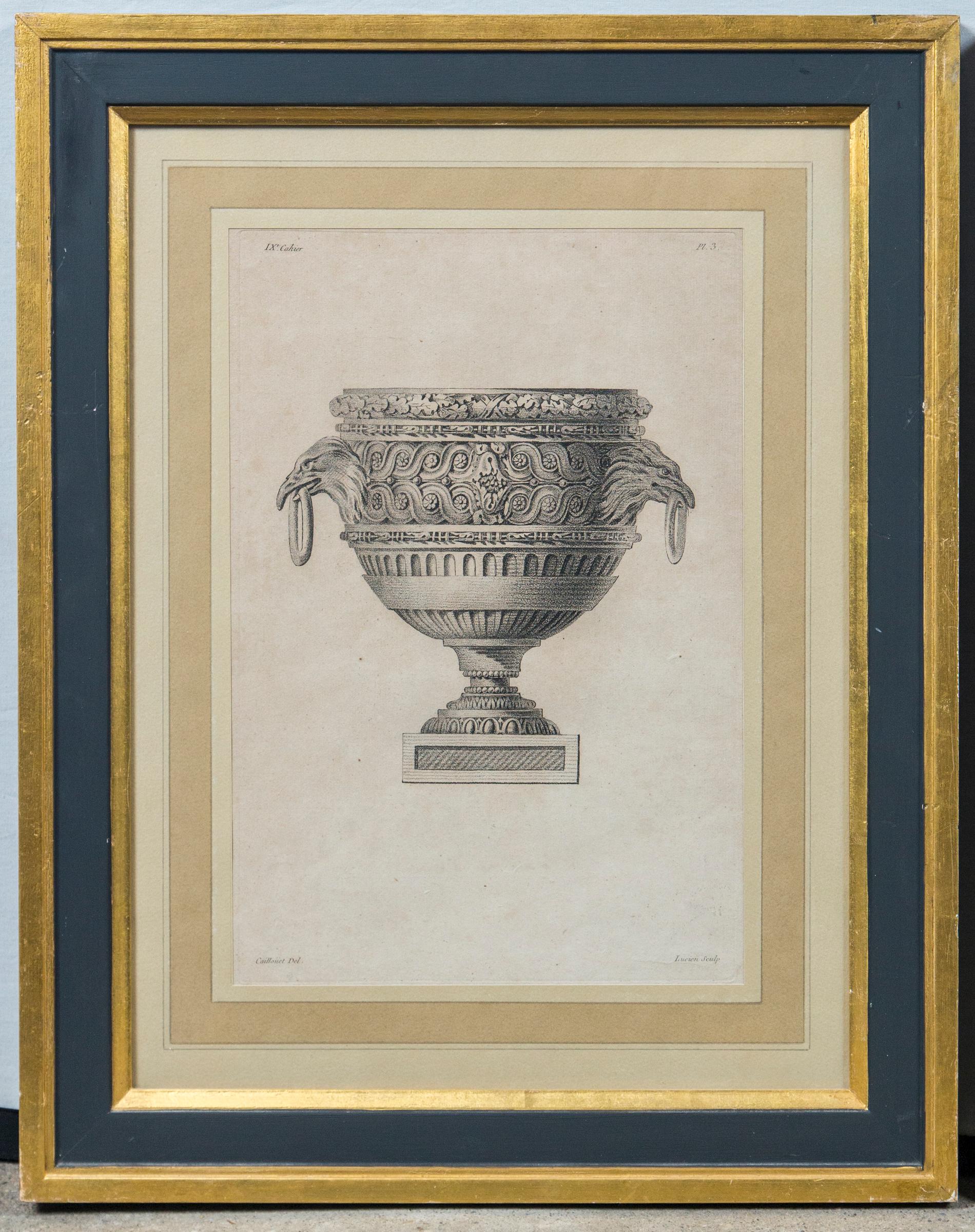 Satz von 4 Gravuren „Vase“ von Andre-Louis Caillouet, Frankreich, spätes 18. Jahrhundert im Zustand „Gut“ im Angebot in Chappaqua, NY