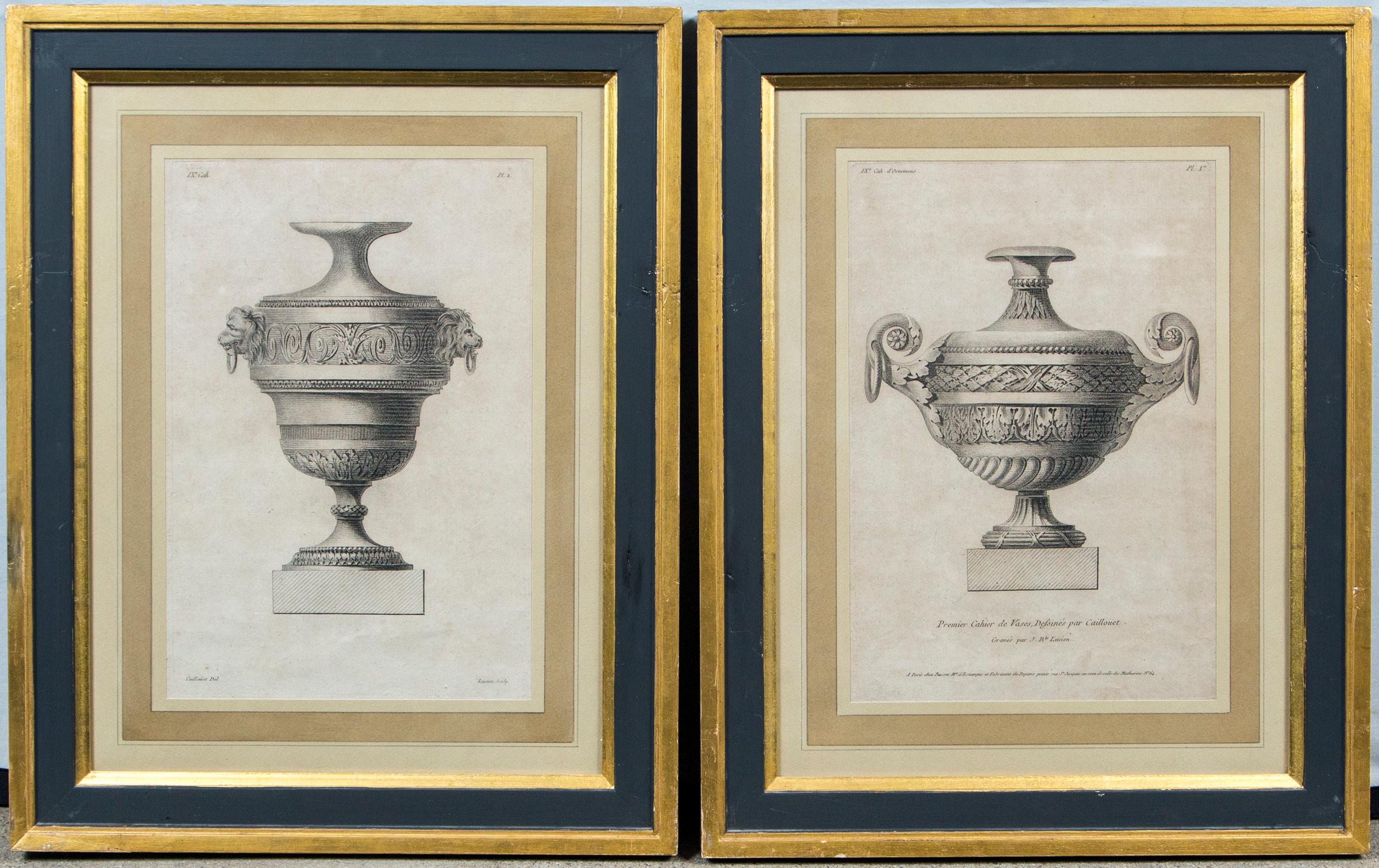 Ensemble de 4 gravures Vase d'André-Louis Caillouet, France, fin du 18ème siècle en vente 1