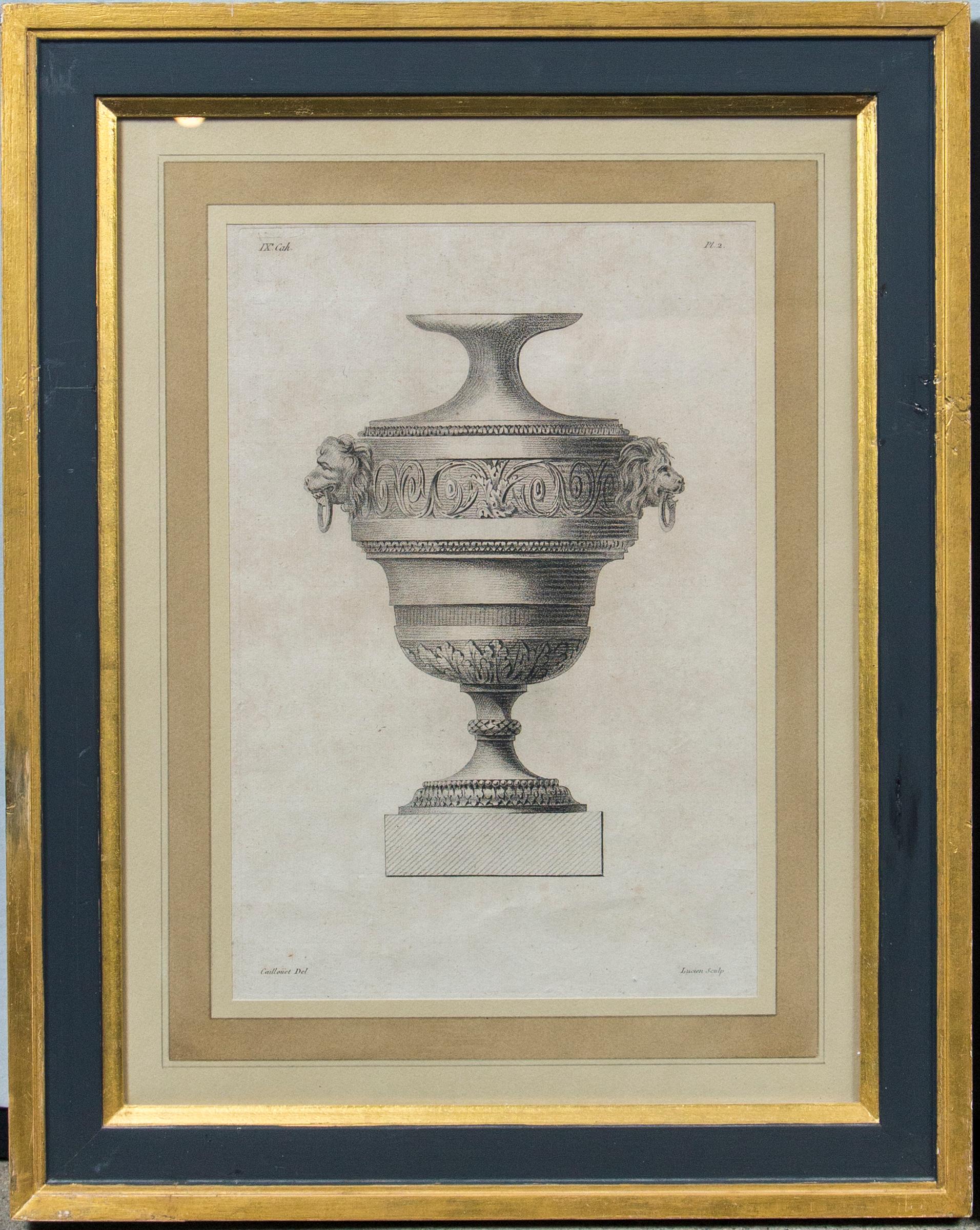Set of 4 'Vase' Engravings by Andre-Louis Caillouet, France, Late 18th Century For Sale 3