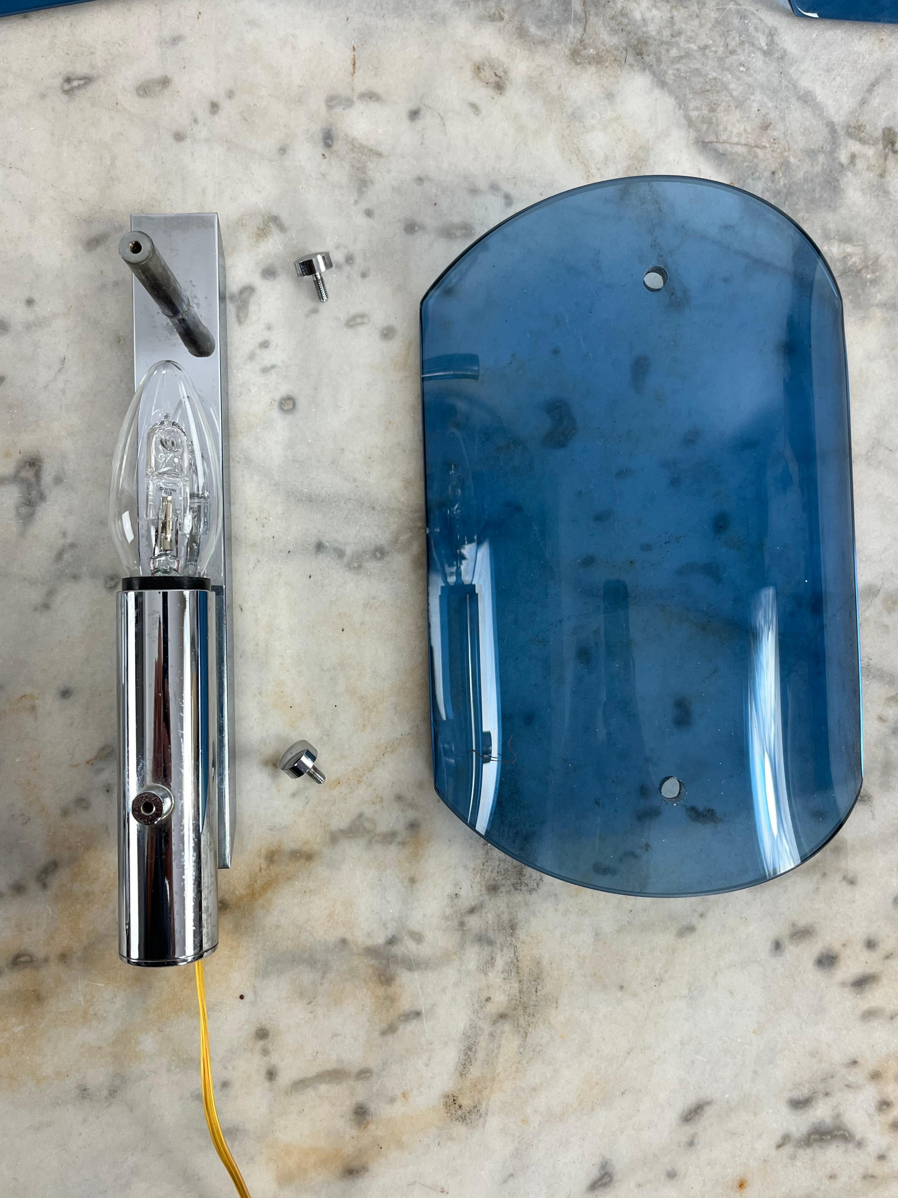 Set Of 4 VECA Colored Murano Glass Wall Lamps, 1960s 4