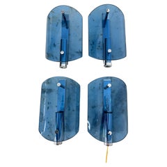 Set Of 4 VECA Colored Murano Glass Wall Lamps, 1960s