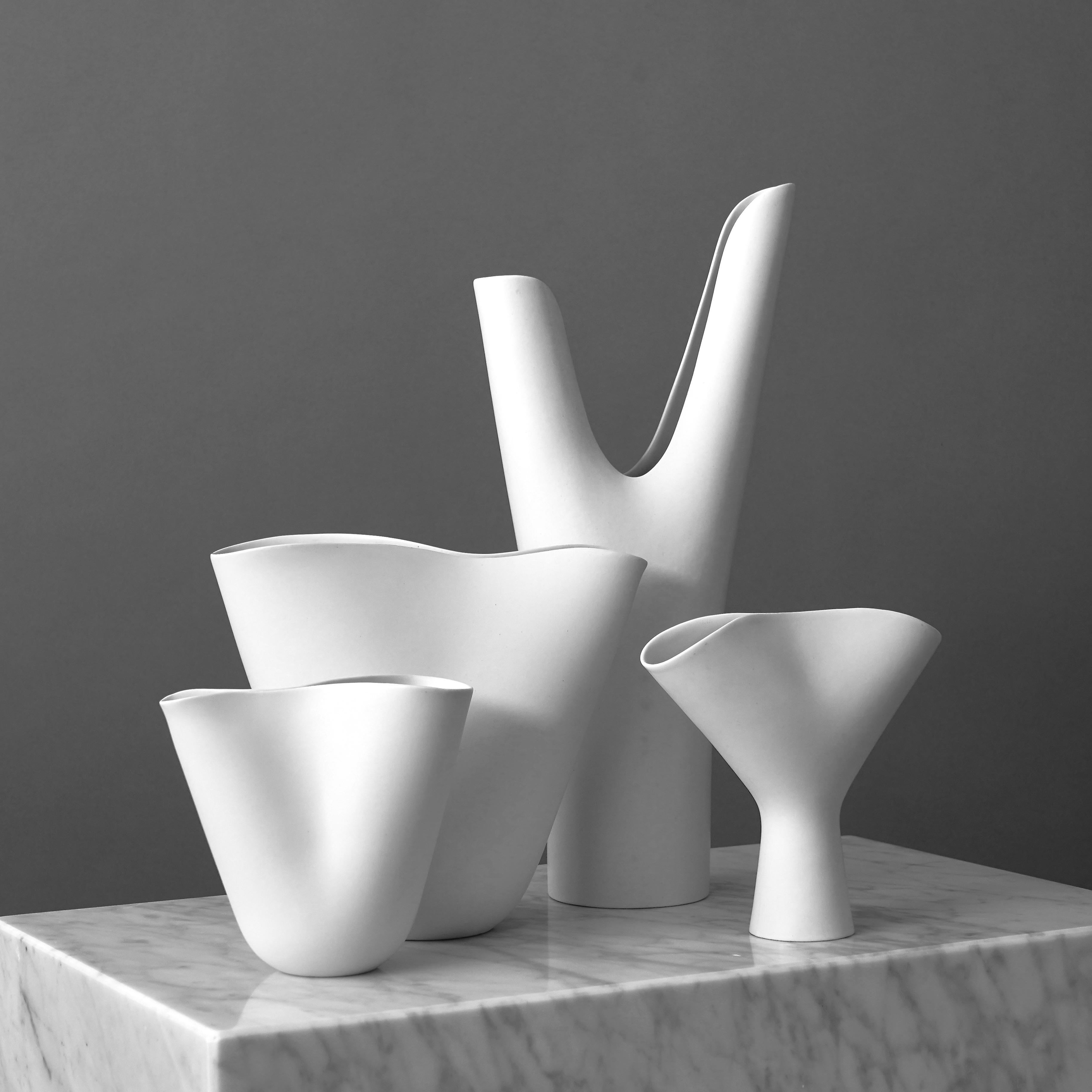 Set of 4 'Veckla' Vases by Stig Lindberg for Gustavsberg Studio, Sweden, 1950s For Sale 3