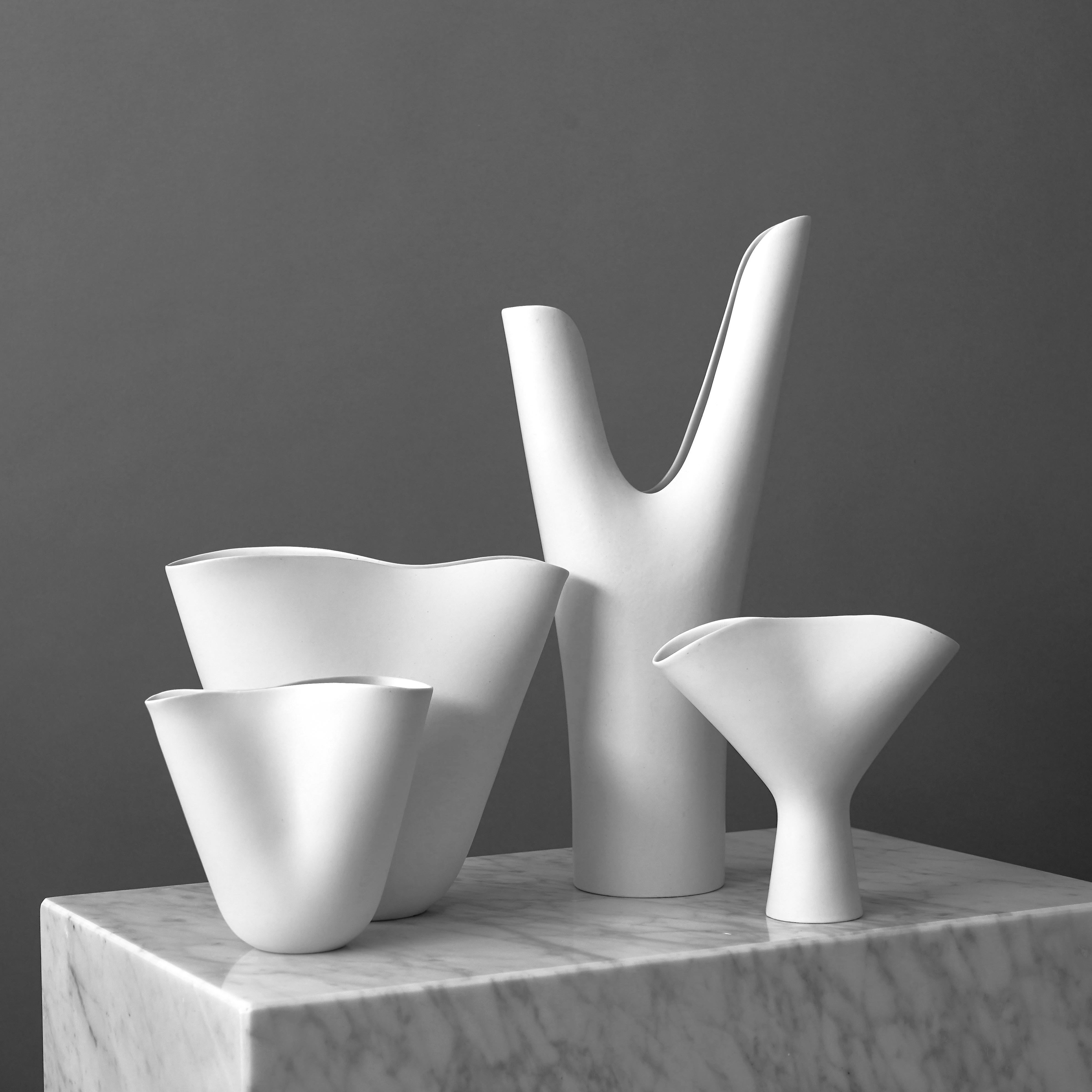 Satz von 4 Vasen „Veckla“ von Stig Lindberg für Gustavsberg Studio, Schweden, 1950er Jahre 4