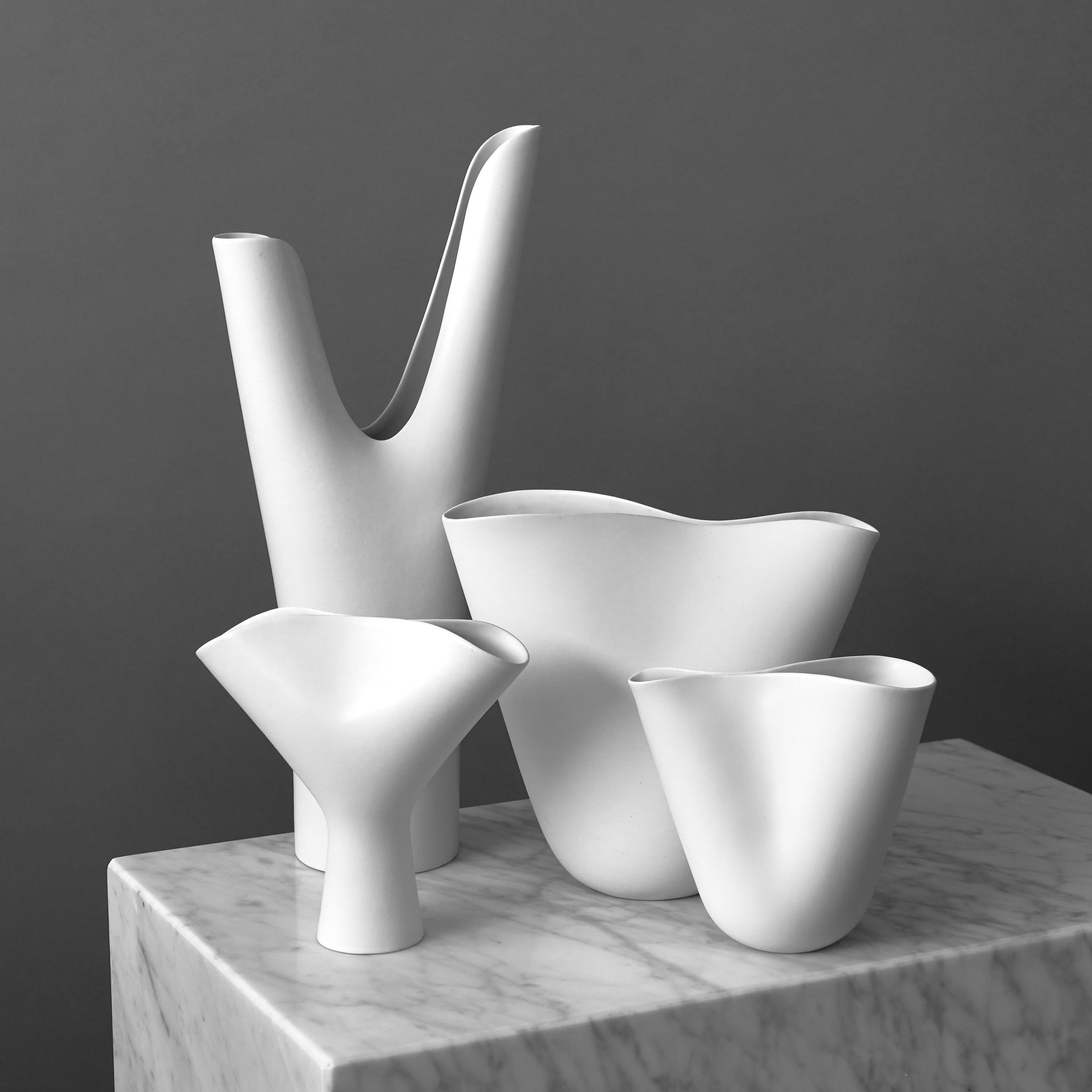 Satz von 4 Vasen „Veckla“ von Stig Lindberg für Gustavsberg Studio, Schweden, 1950er Jahre 5