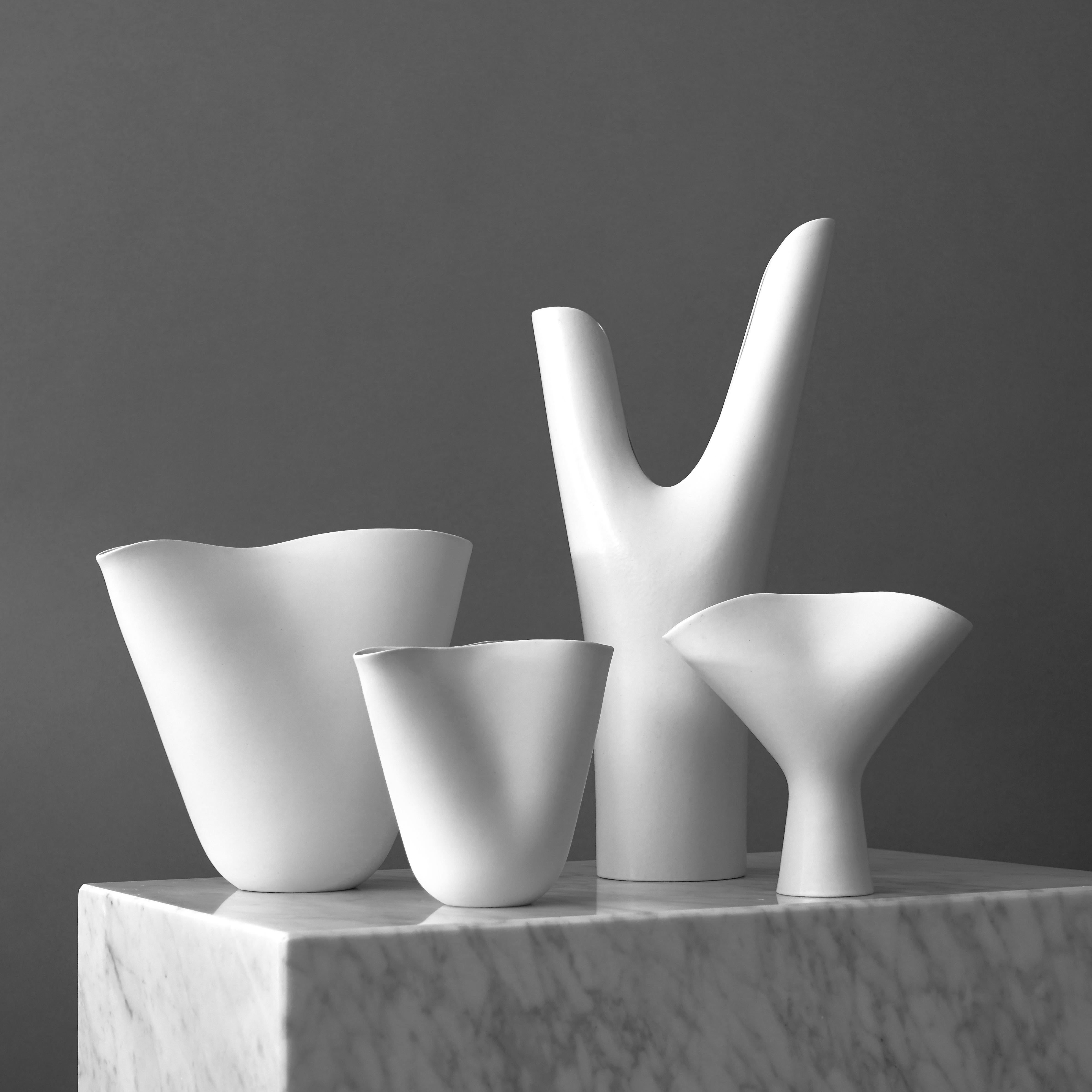 Set of 4 'Veckla' Vases by Stig Lindberg for Gustavsberg Studio, Sweden, 1950s In Good Condition For Sale In Malmö, SE