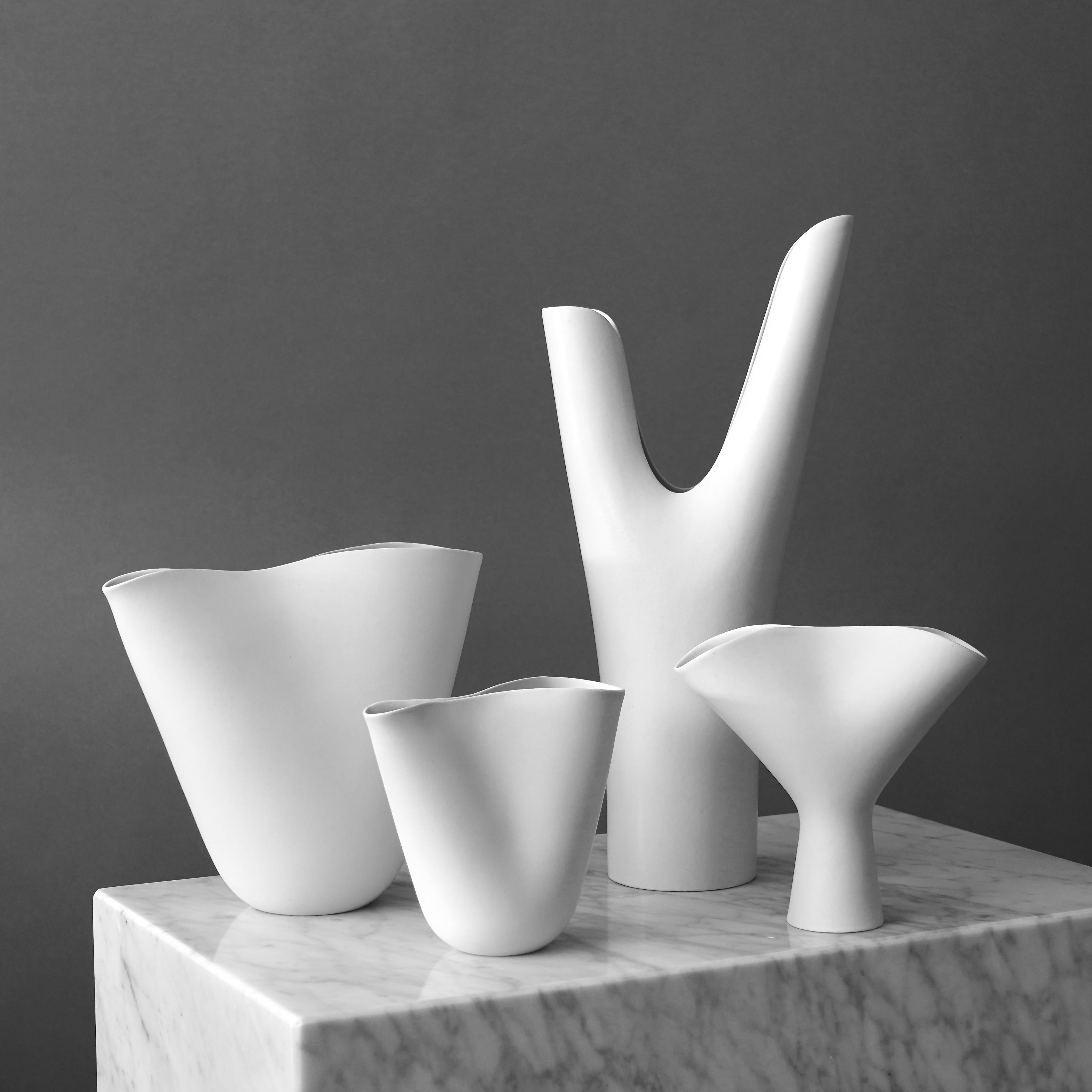 Satz von 4 Vasen �„Veckla“ von Stig Lindberg für Gustavsberg Studio, Schweden, 1950er Jahre (20. Jahrhundert)