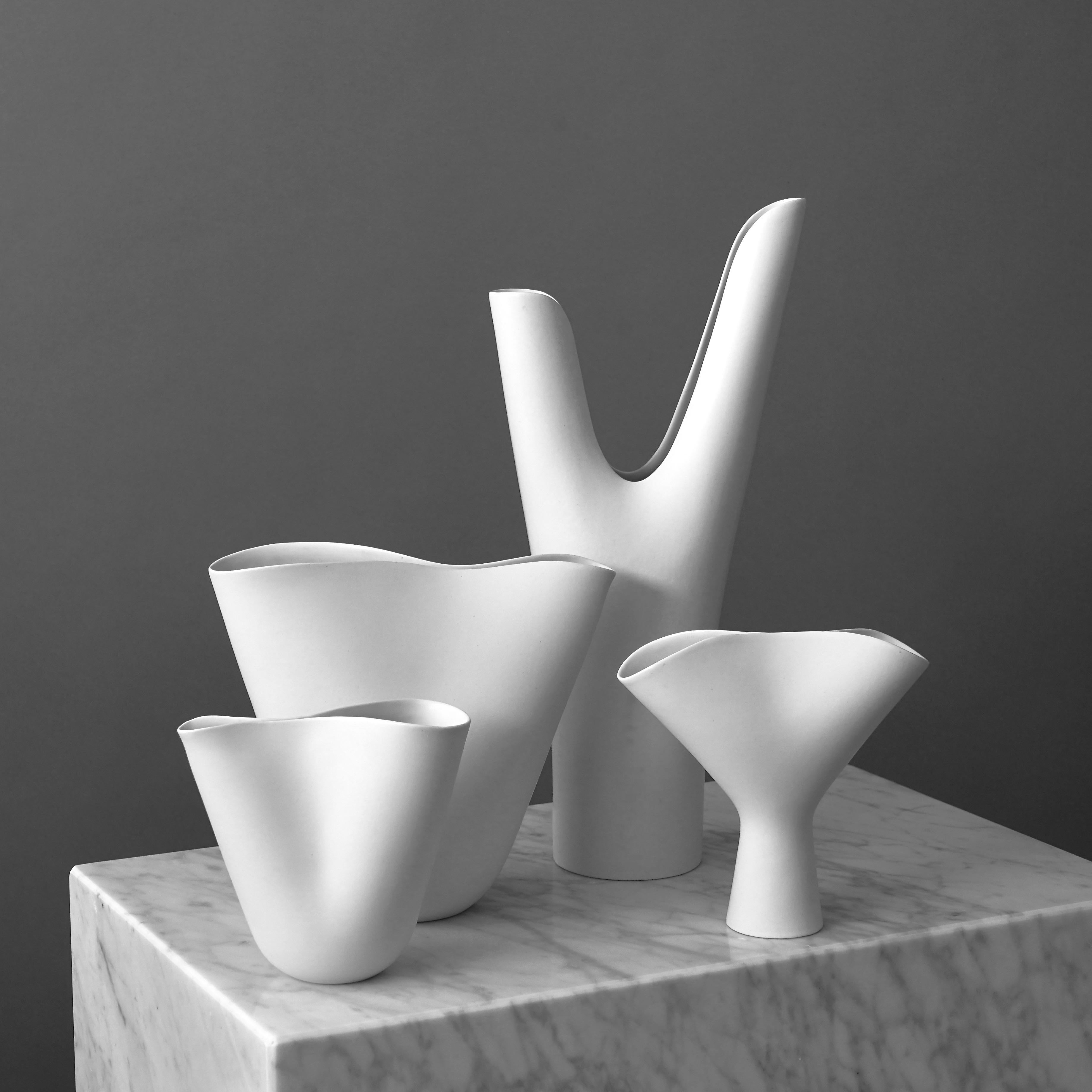 Satz von 4 Vasen „Veckla“ von Stig Lindberg für Gustavsberg Studio, Schweden, 1950er Jahre 1