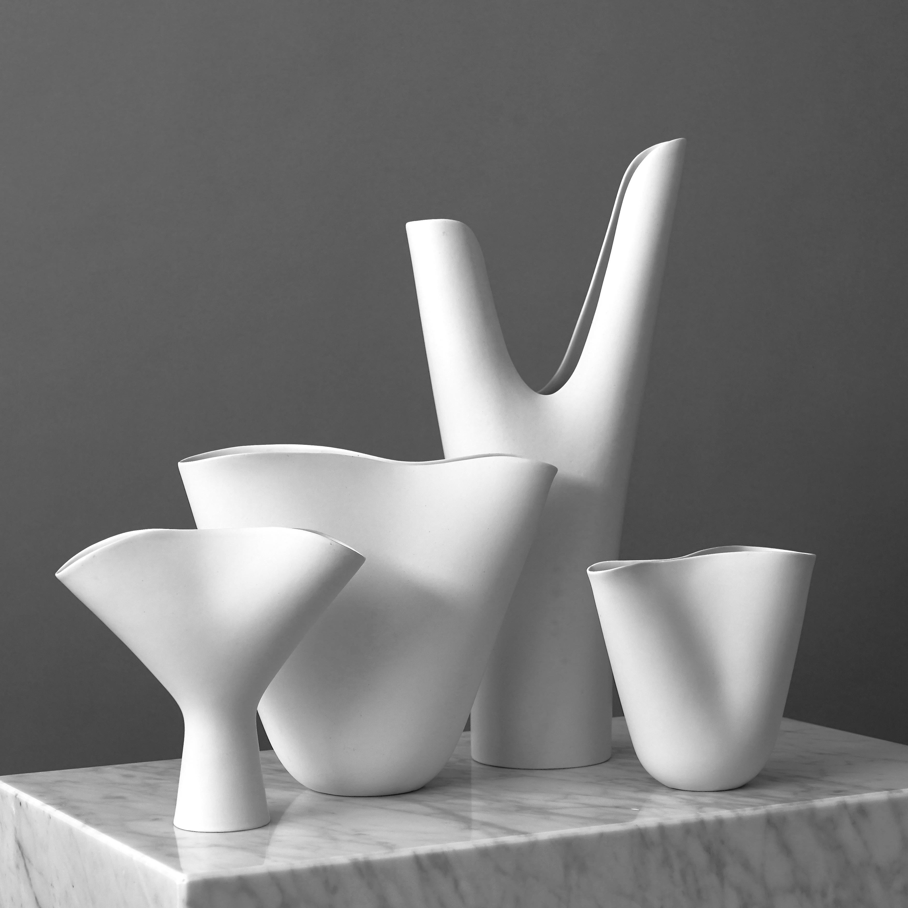 Set of 4 'Veckla' Vases by Stig Lindberg for Gustavsberg Studio, Sweden, 1950s For Sale 2
