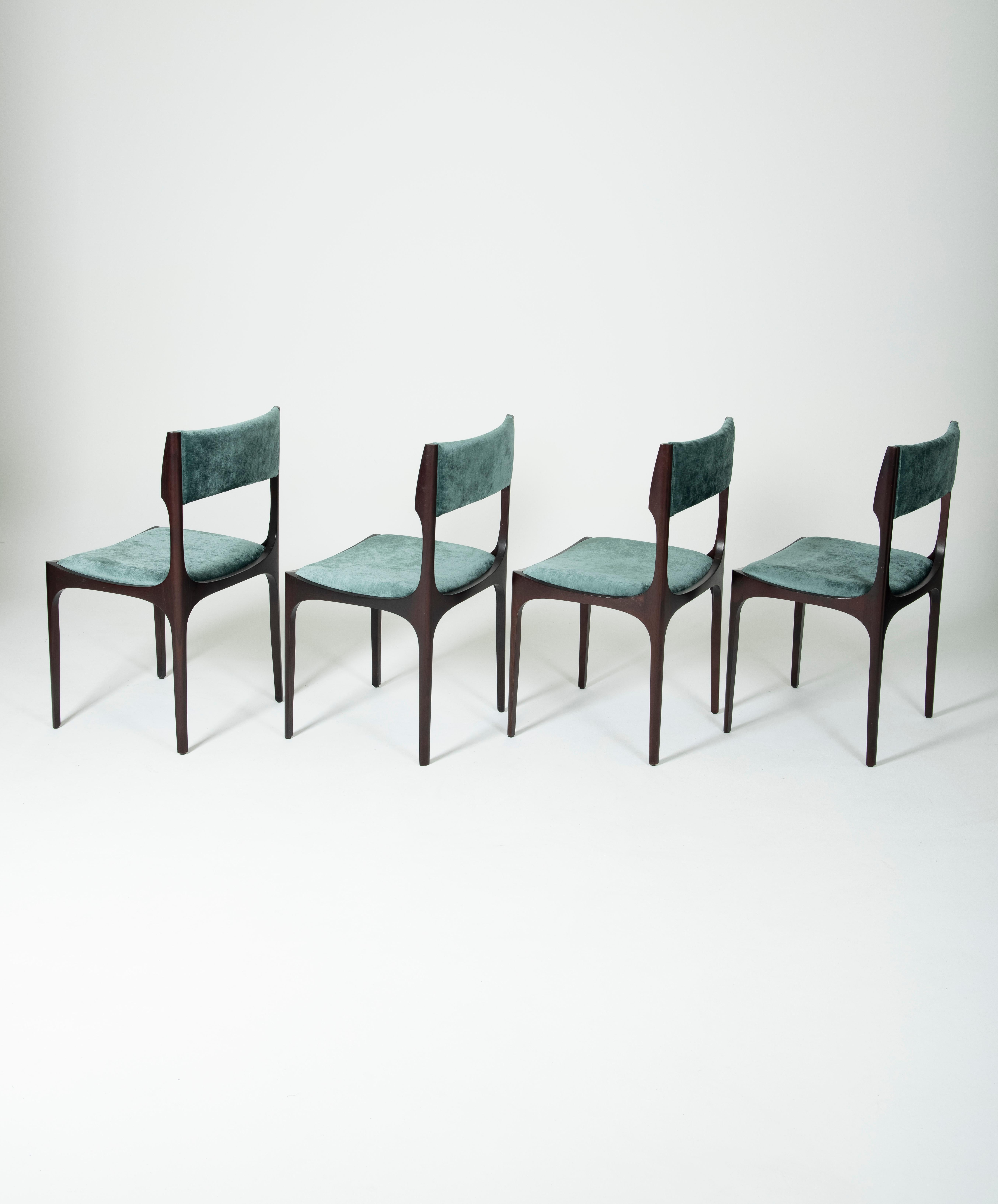 Velours Ensemble de 4 chaises en velours de Gibelli Giuseppe