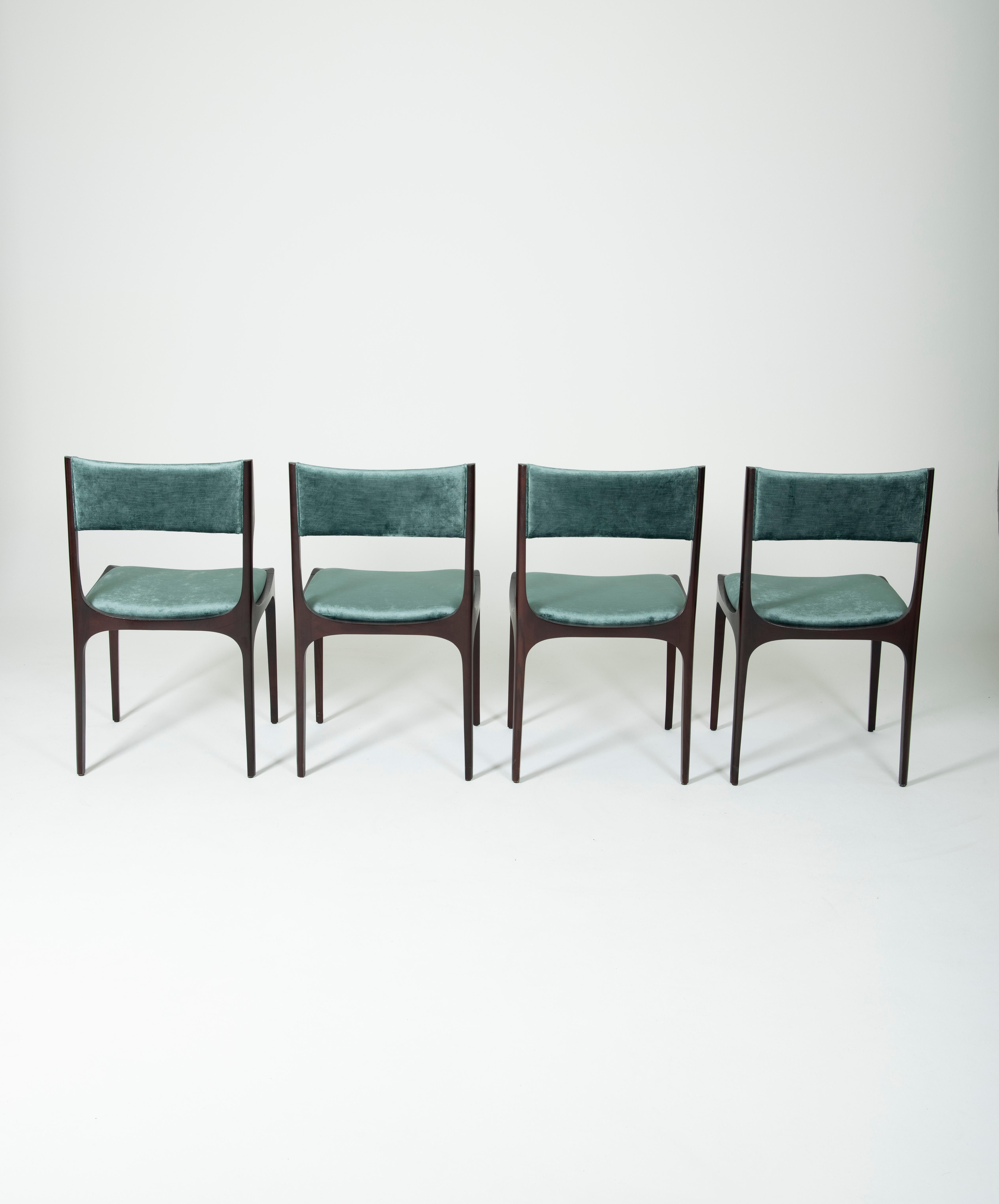 Ensemble de 4 chaises en velours de Gibelli Giuseppe 1