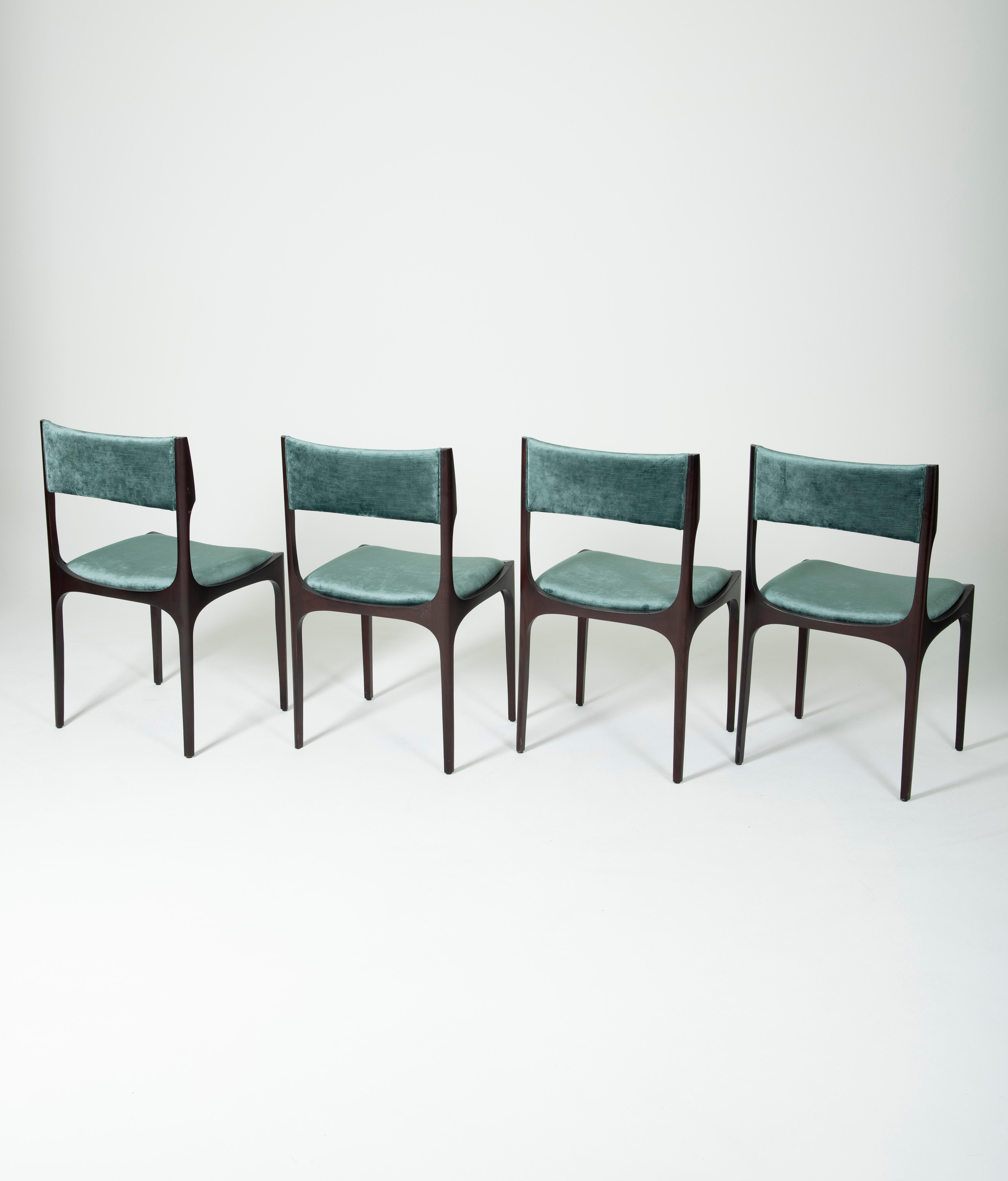 Ensemble de 4 chaises en velours de Gibelli Giuseppe 2