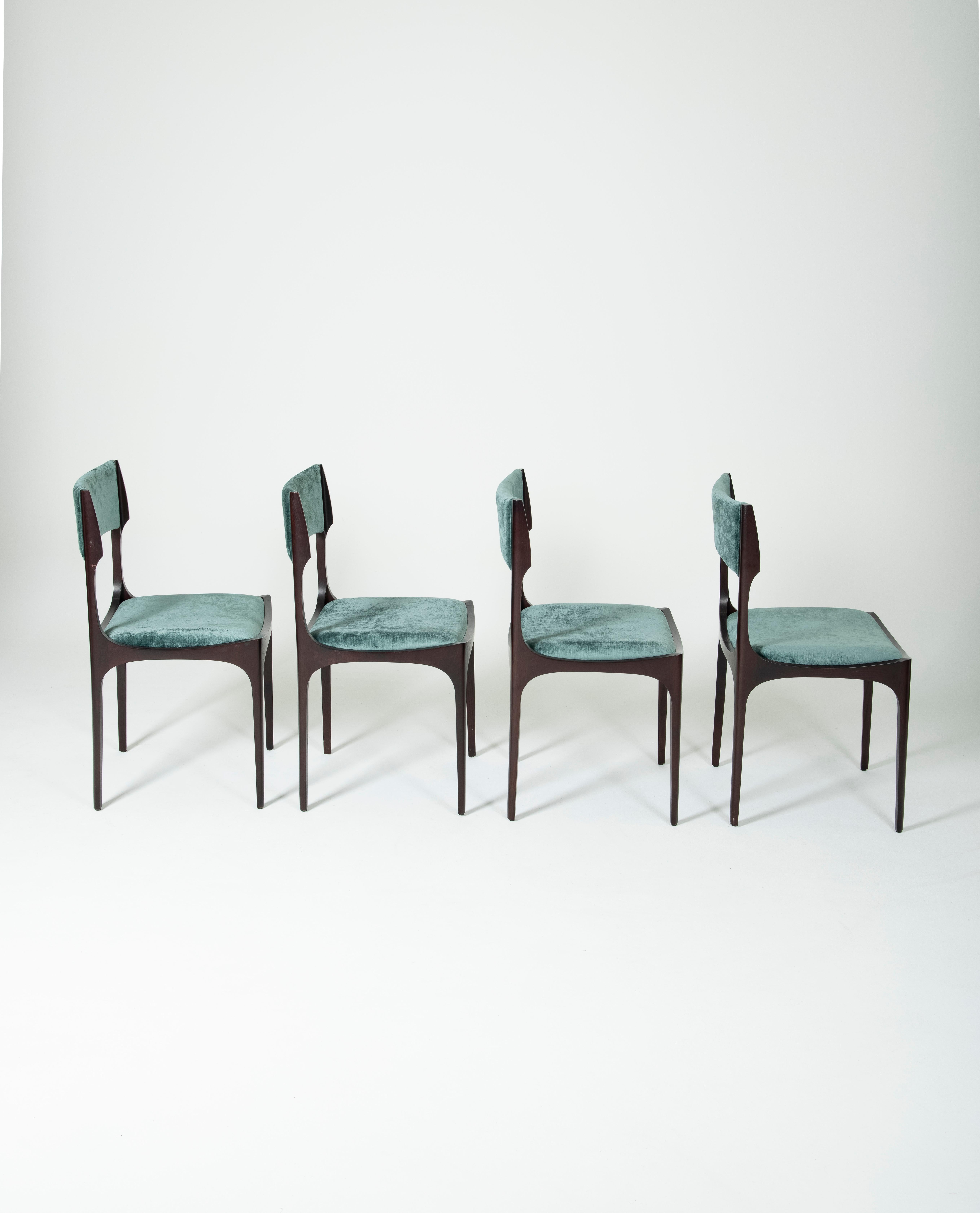 Ensemble de 4 chaises en velours de Gibelli Giuseppe 3