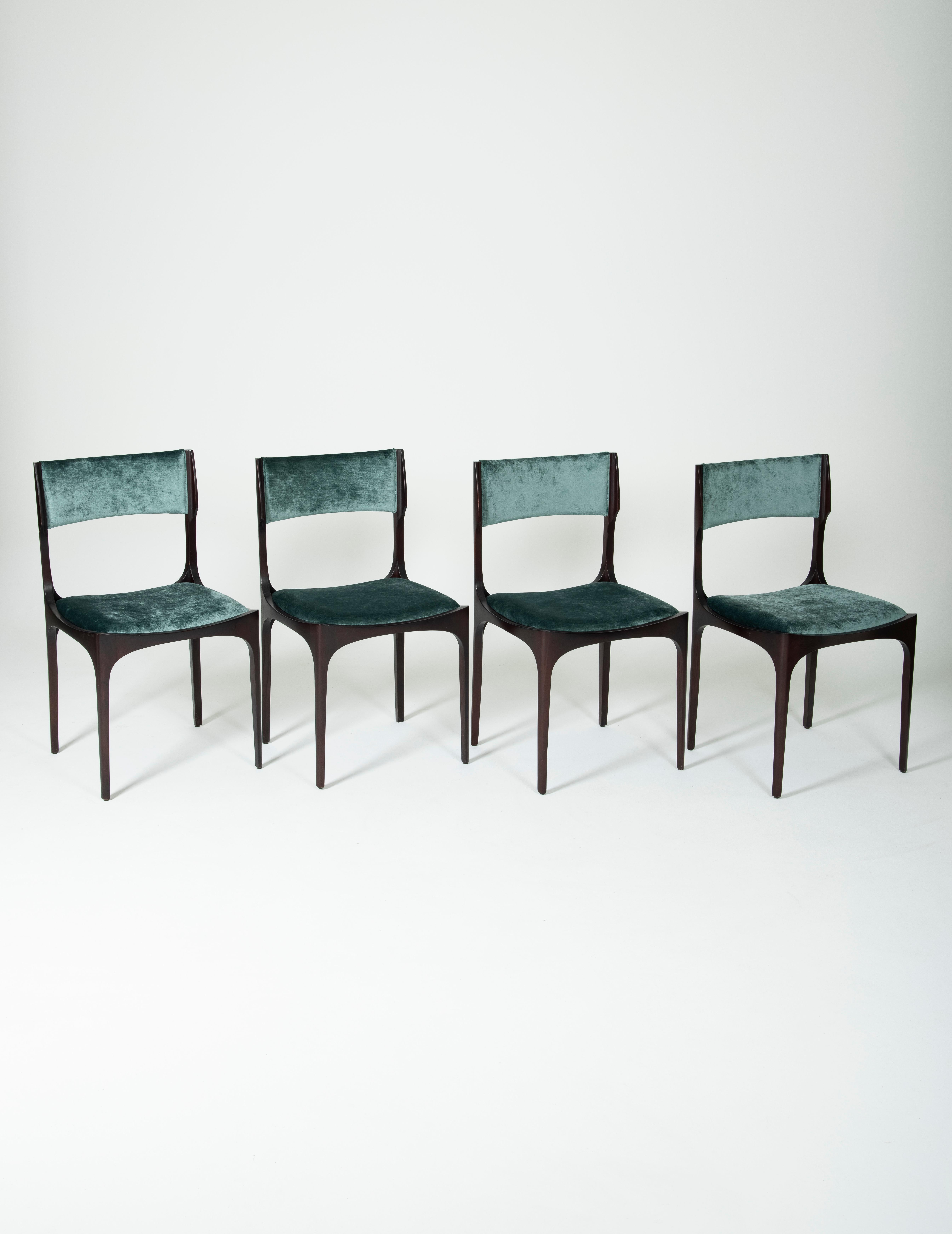 Ensemble de 4 chaises en velours de Gibelli Giuseppe 4