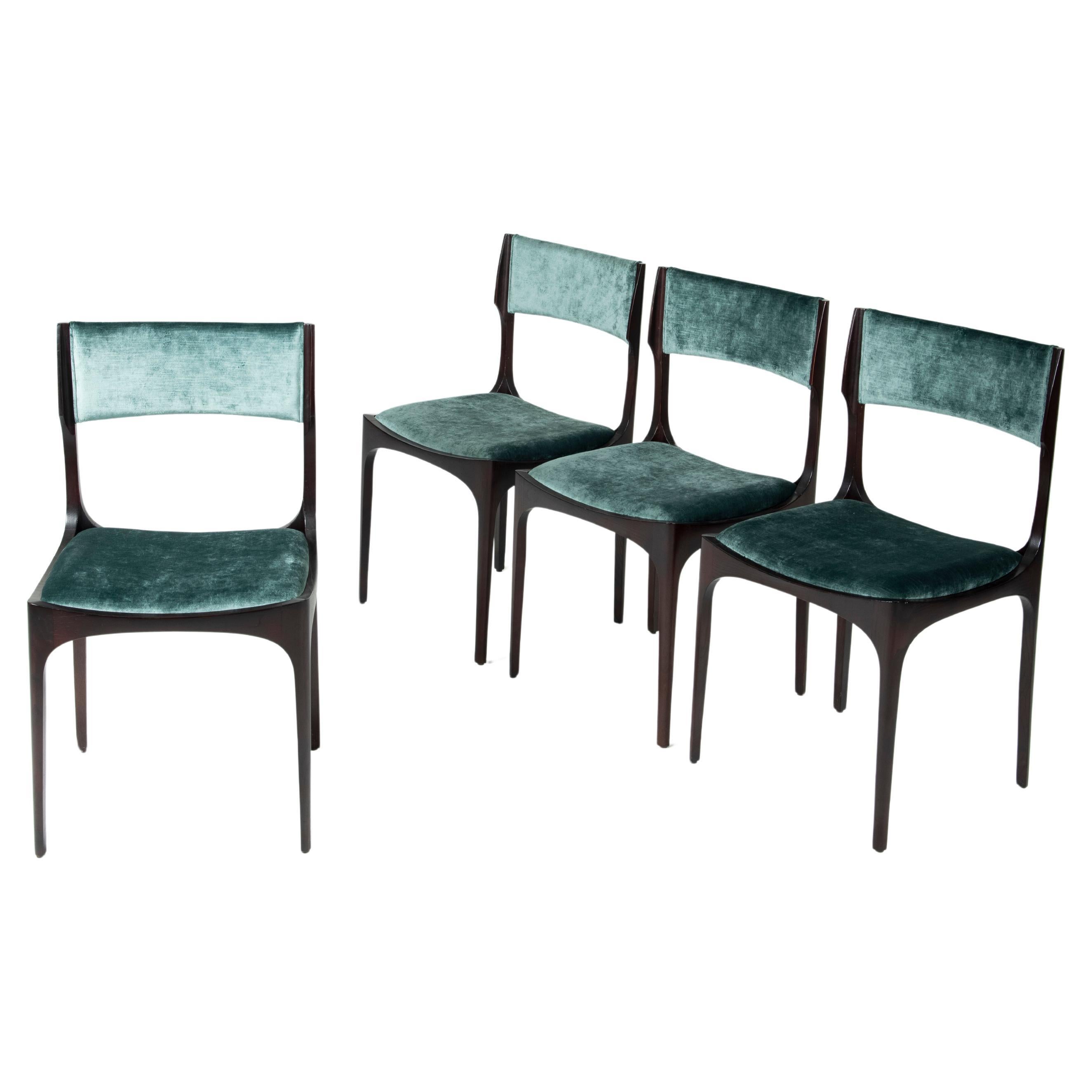 Set of 4 velvet chairs by Gibelli Giuseppe