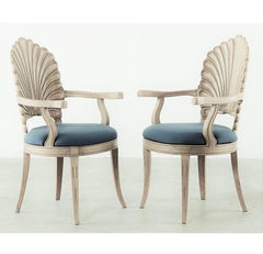 Set of 4 Venetian Grotto Style Scalloped Shell Back Armchairs