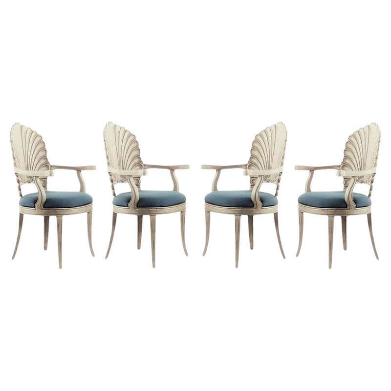 Vintage Grotto Style Shell Back Dining Chairs. Set of 6 For Sale at 1stDibs