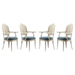 Set of 4 Venetian Grotto Style Scalloped Shell Back Armchairs