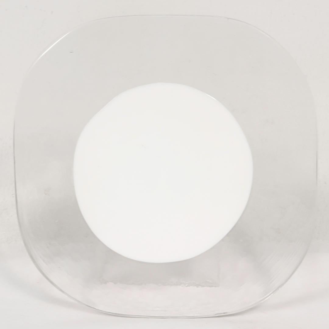 Set of 4 Venini Italian Glass Red & White Dot Plates by Pierre Cardin For Sale 6