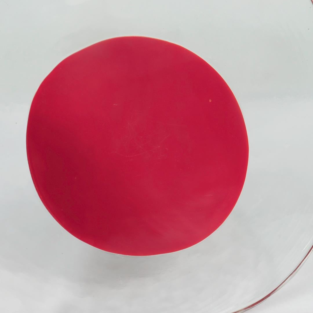 Set of 4 Venini Italian Glass Red & White Dot Plates by Pierre Cardin For Sale 13