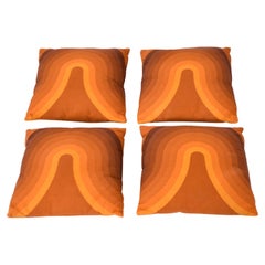 Used Set of 4 Verner Panton for Mira X Orange Kurve Mid-Century Modern Danish Pillows