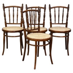 Set of 4 very charming antique Thonet bistro chairs with new matte seats