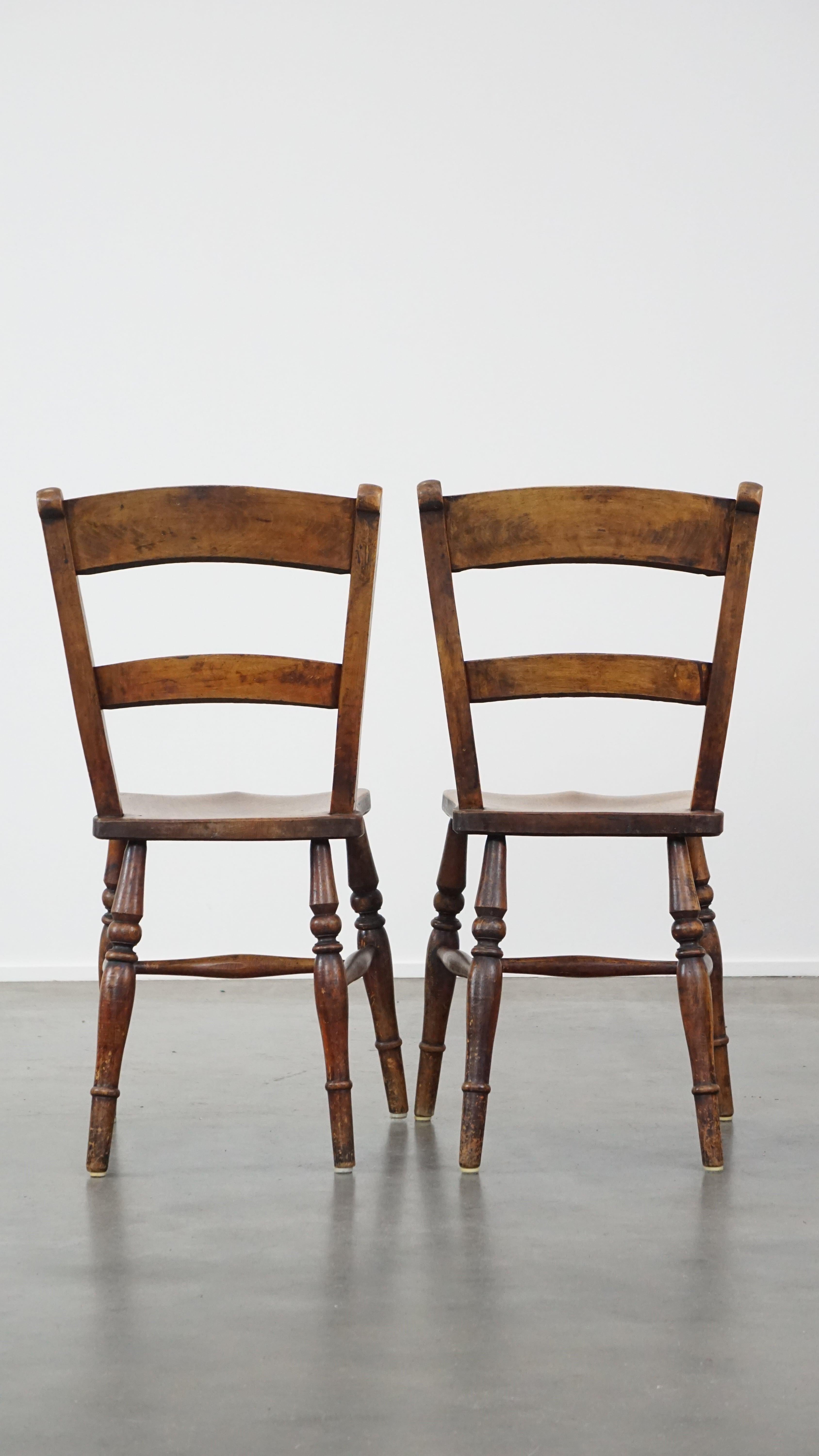 19th Century Set of 4 very charming English antique country dining chairs with lovely patina