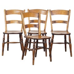 Set of 4 very charming English antique country dining chairs with lovely patina