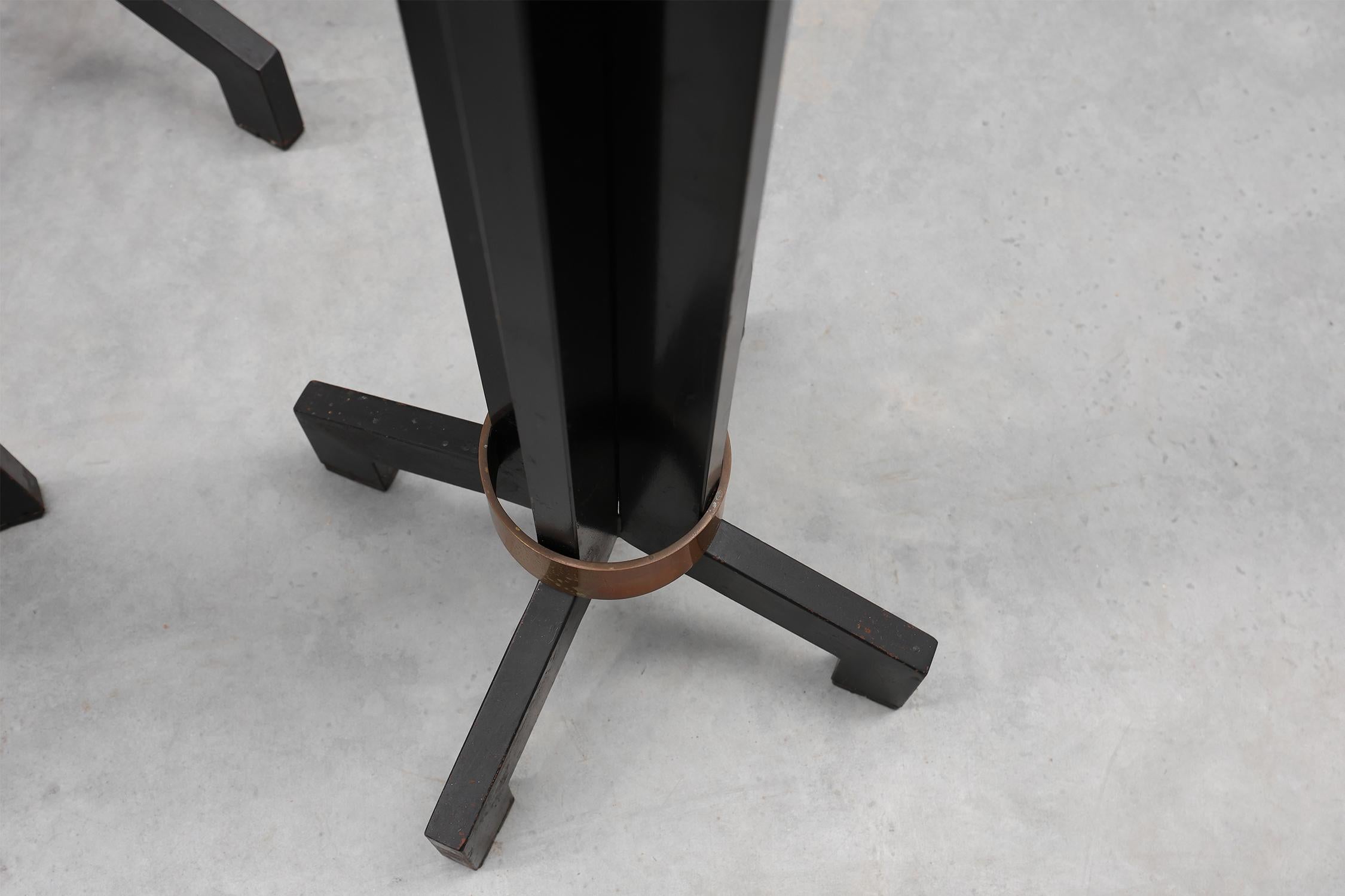 Set of 4 very large church candle sticks in black metal and copper, 1960s For Sale 2