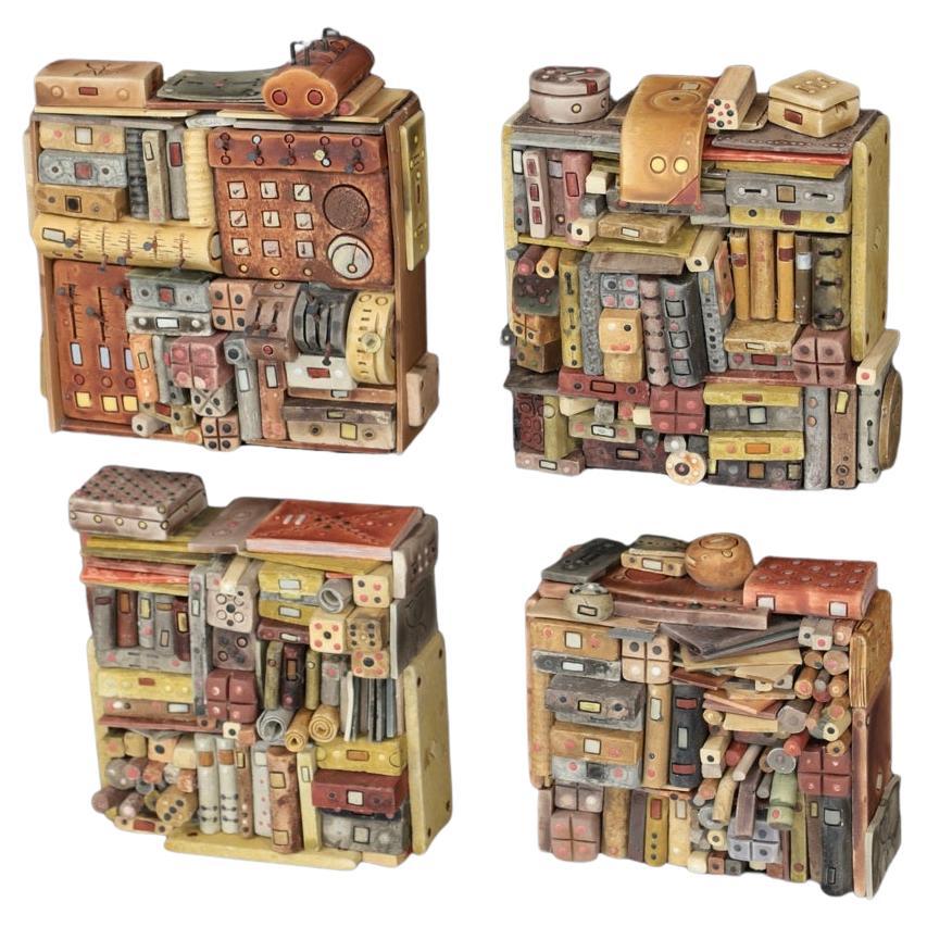 Set of 4 Vibrant Sculptures by Guy Deltour – Contemporary Belgian Art, 2000s