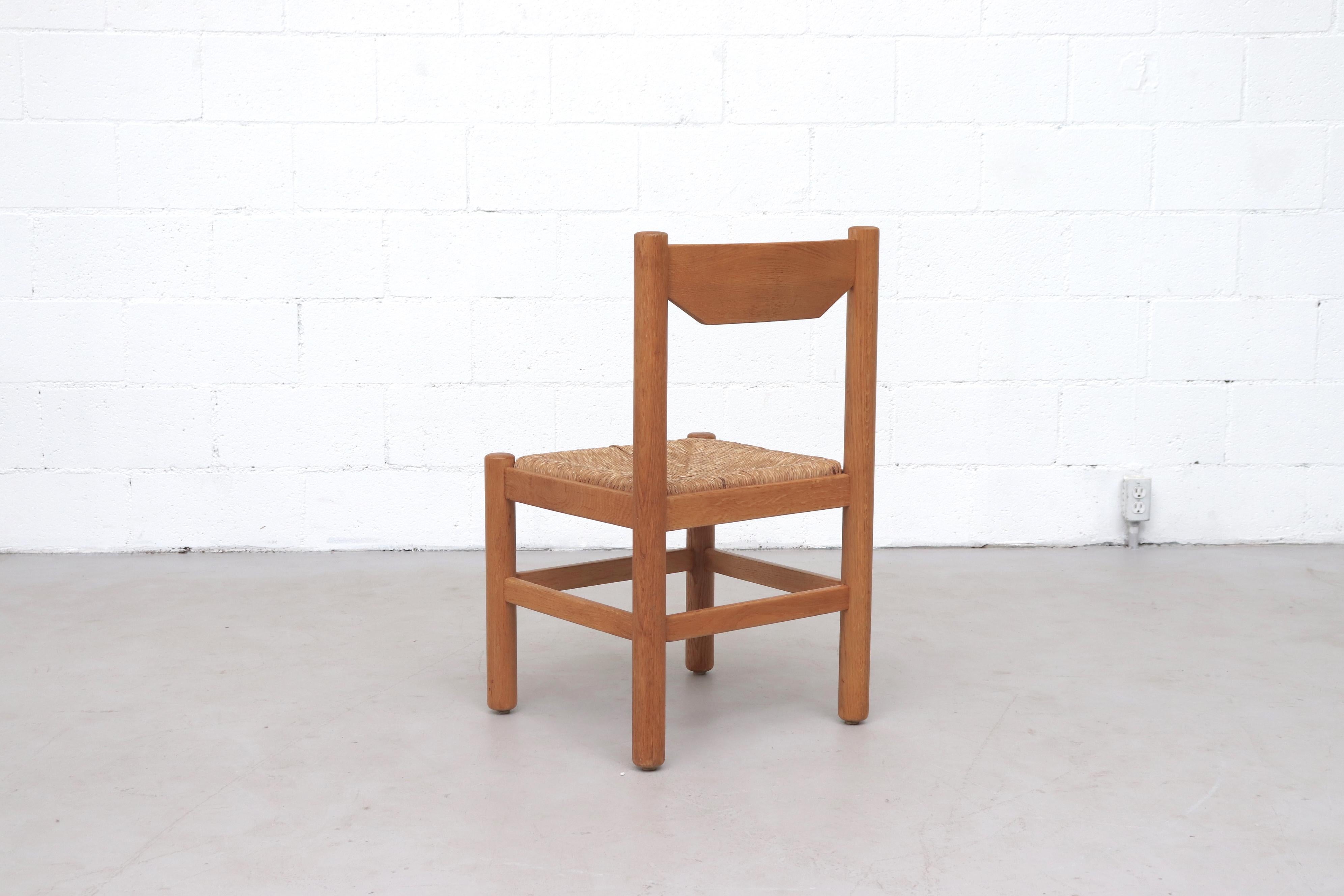 Set of 4 Vico Magistretti Attribute Oak and Rush Dining Chairs In Good Condition In Los Angeles, CA