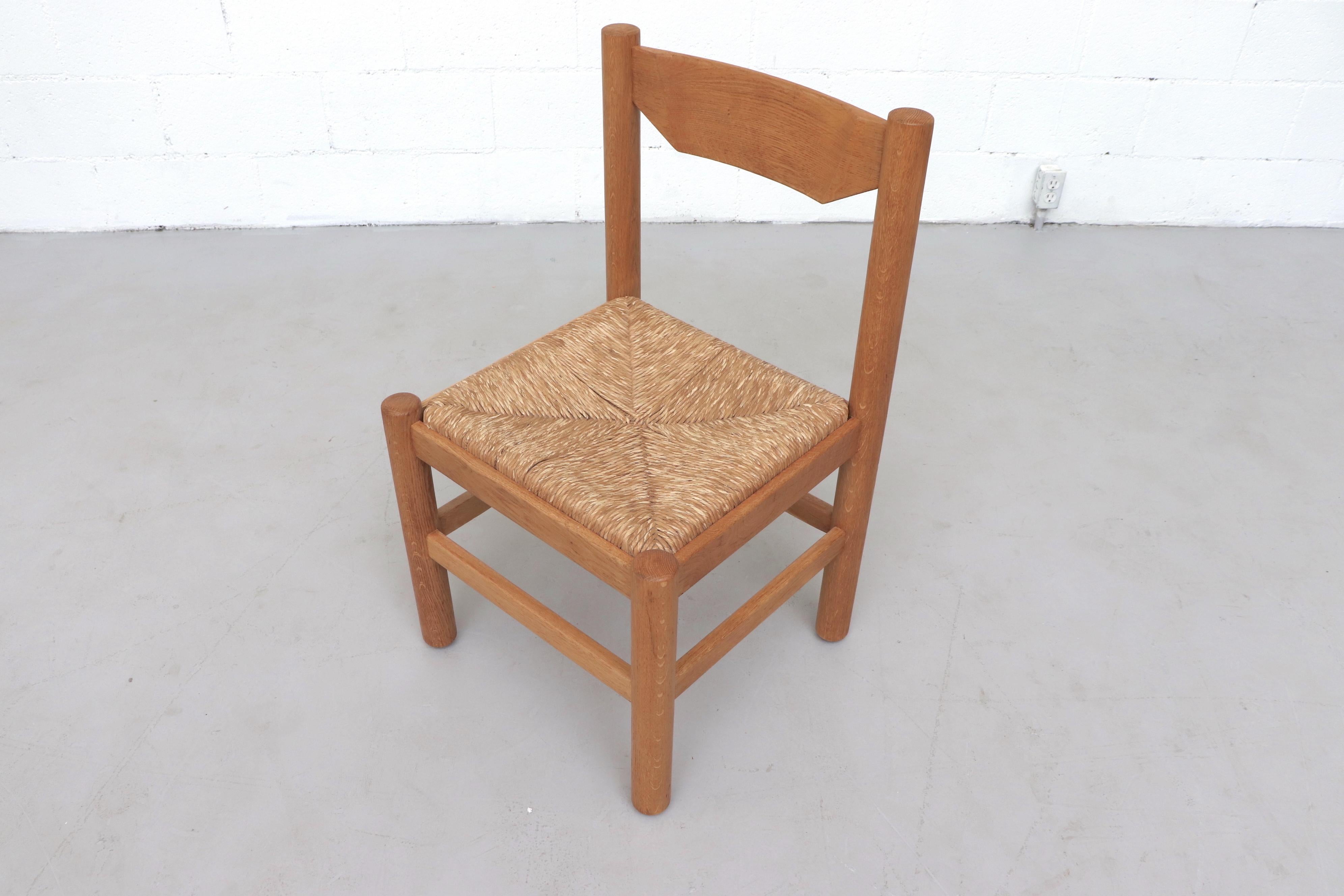 Late 20th Century Set of 4 Vico Magistretti Attribute Oak and Rush Dining Chairs
