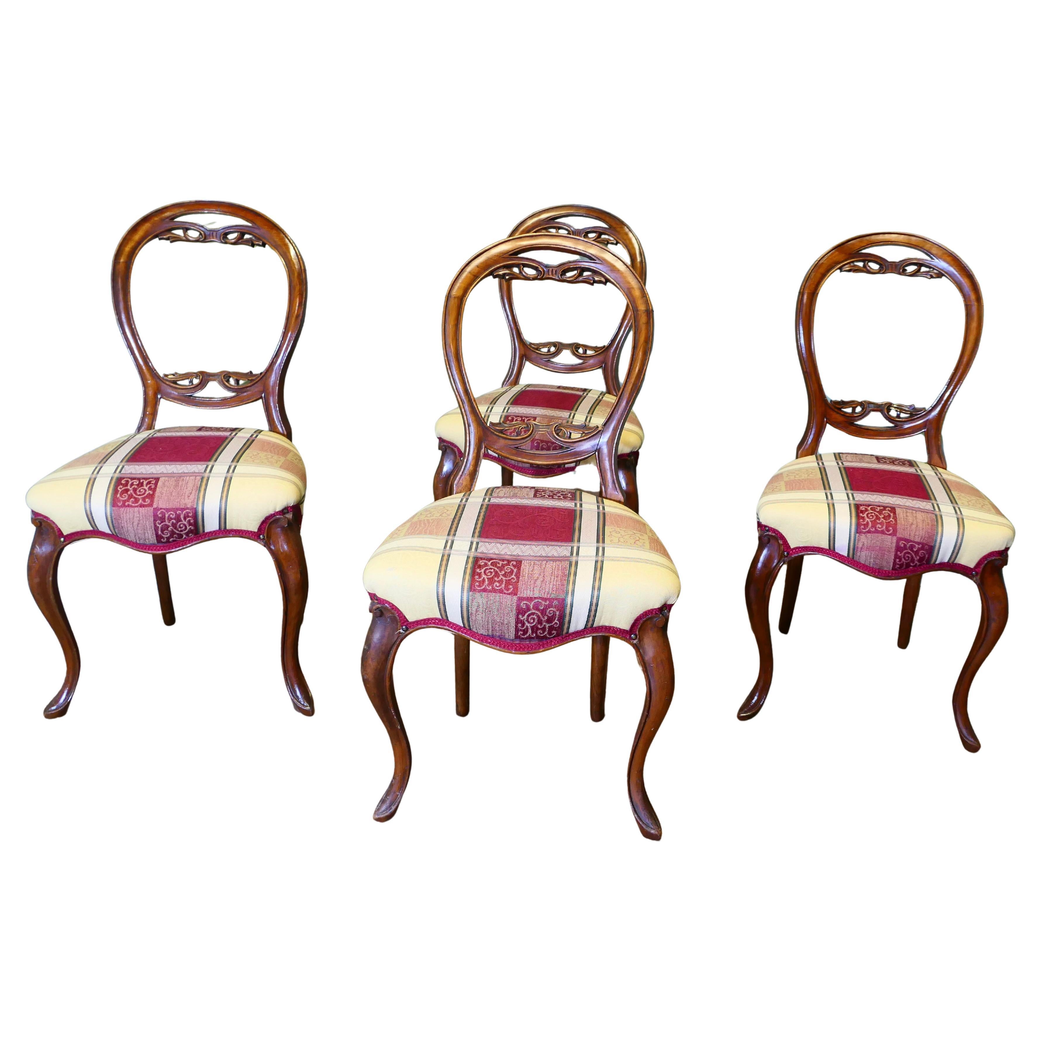 Set of 4 Victorian Balloon Back Dining Chairs