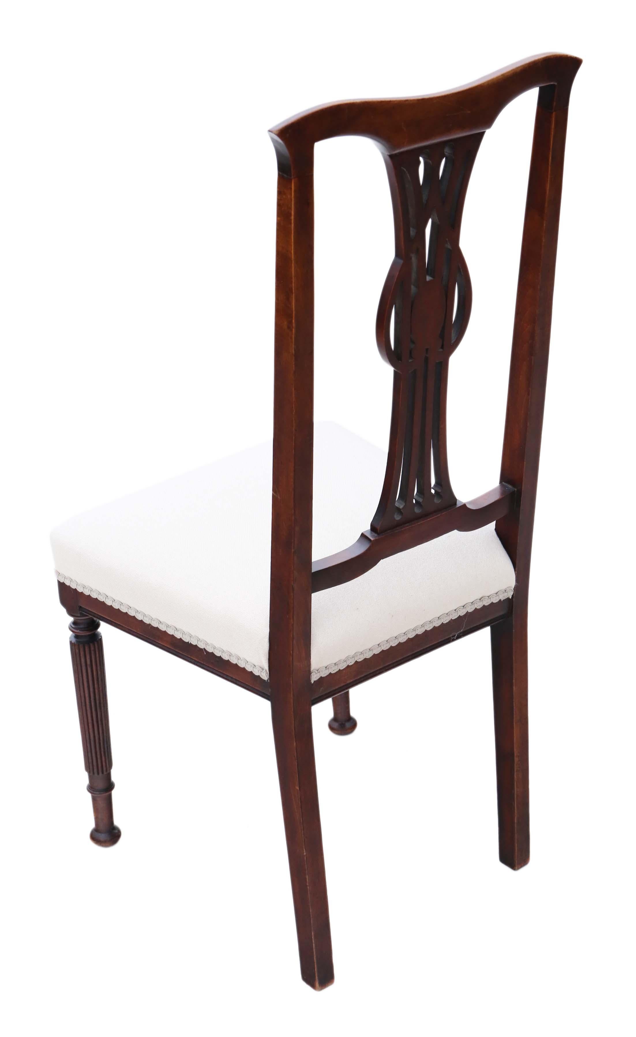 Set of 4 Victorian circa 1900 Art Nouveau Inlaid Mahogany Dining Chairs 2