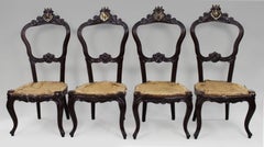 Juego de 4 sillas victorianas con cresta heráldica - Circa 1850