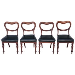 Set of 4 Victorian Mahogany Balloon Back Dining Chairs