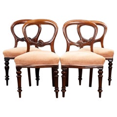 Juego de 4 Sillas de Comedor Victorianas de Caoba