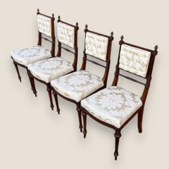 Antique Victorian Carved Mahogany 4 White Dinning Chairs Turner & Son Liverpool