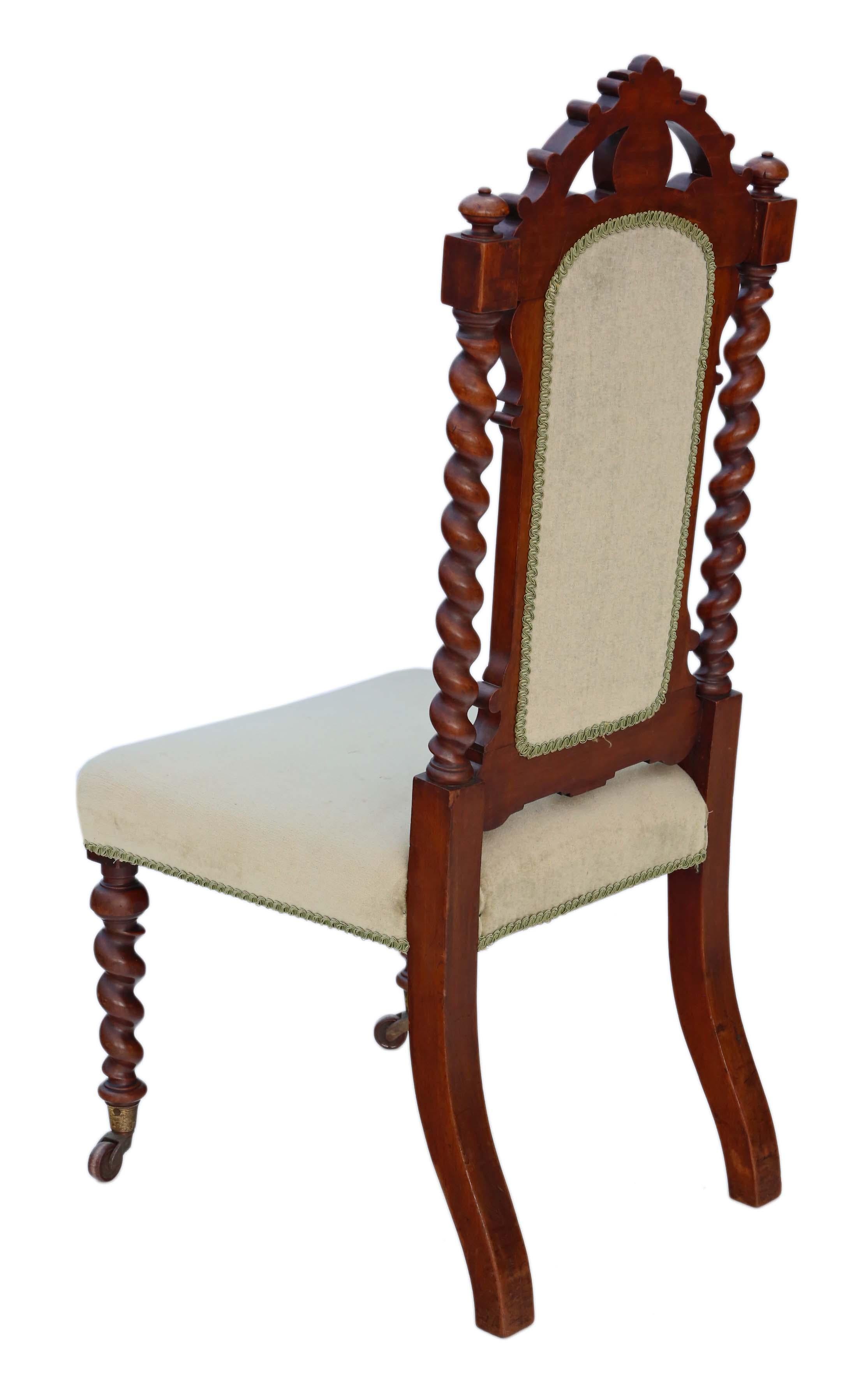 Set of 4 Victorian Mahogany Twist High Back Dining Chairs 1