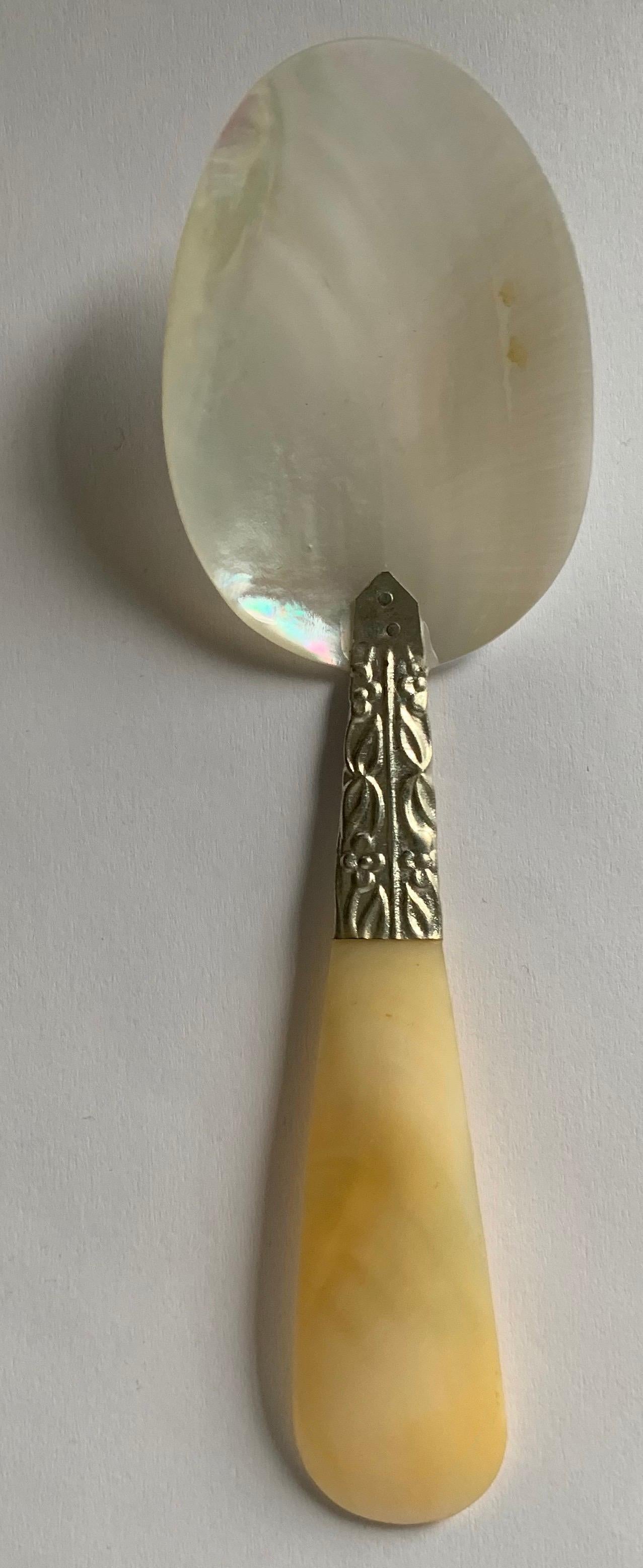 American Set of 4 Victorian Mother of Pearl Serving Spoons