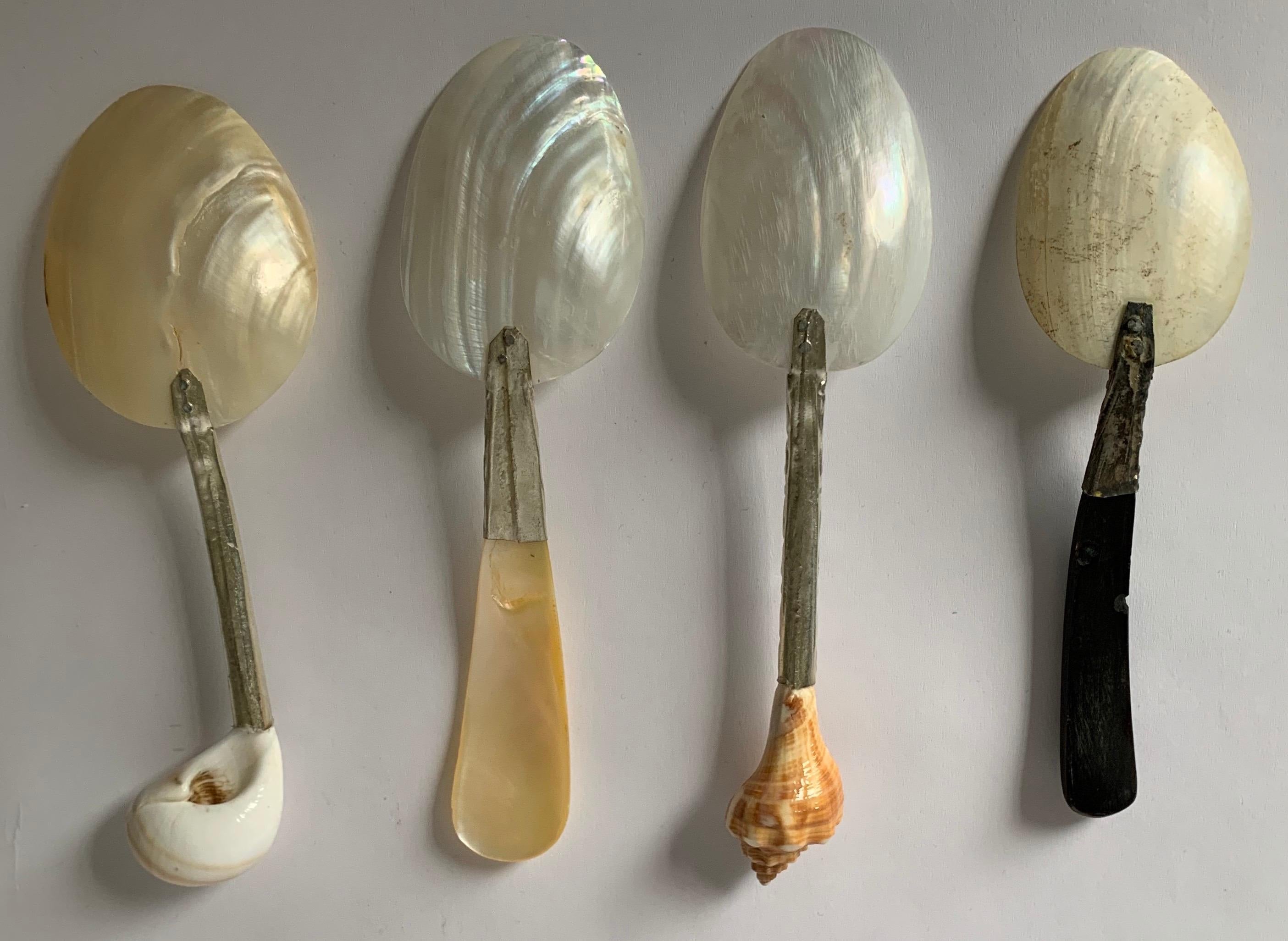 19th Century Set of 4 Victorian Mother of Pearl Serving Spoons