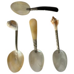 Antique Set of 4 Victorian Mother of Pearl Serving Spoons